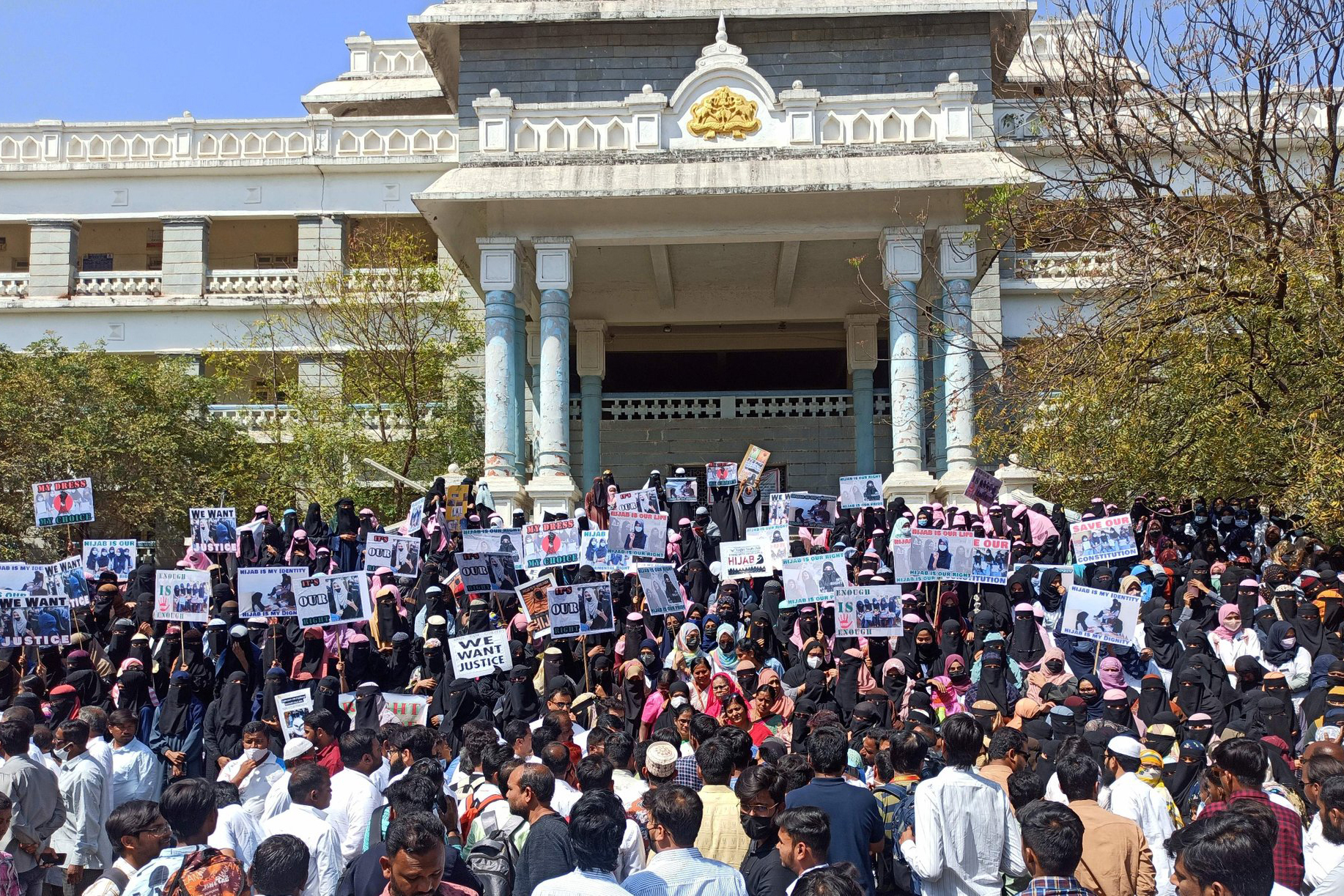 Protest against the hijab ban in Kalaburgi district