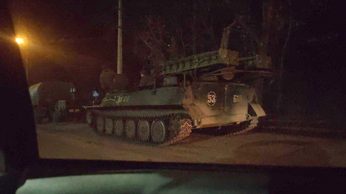 Russian military tanks and armored vehicles advance in Donetsk, Ukraine