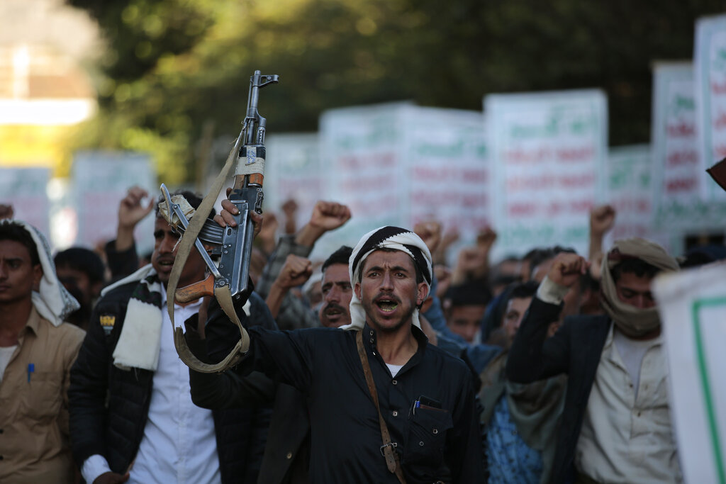 Houthi supporters at rally