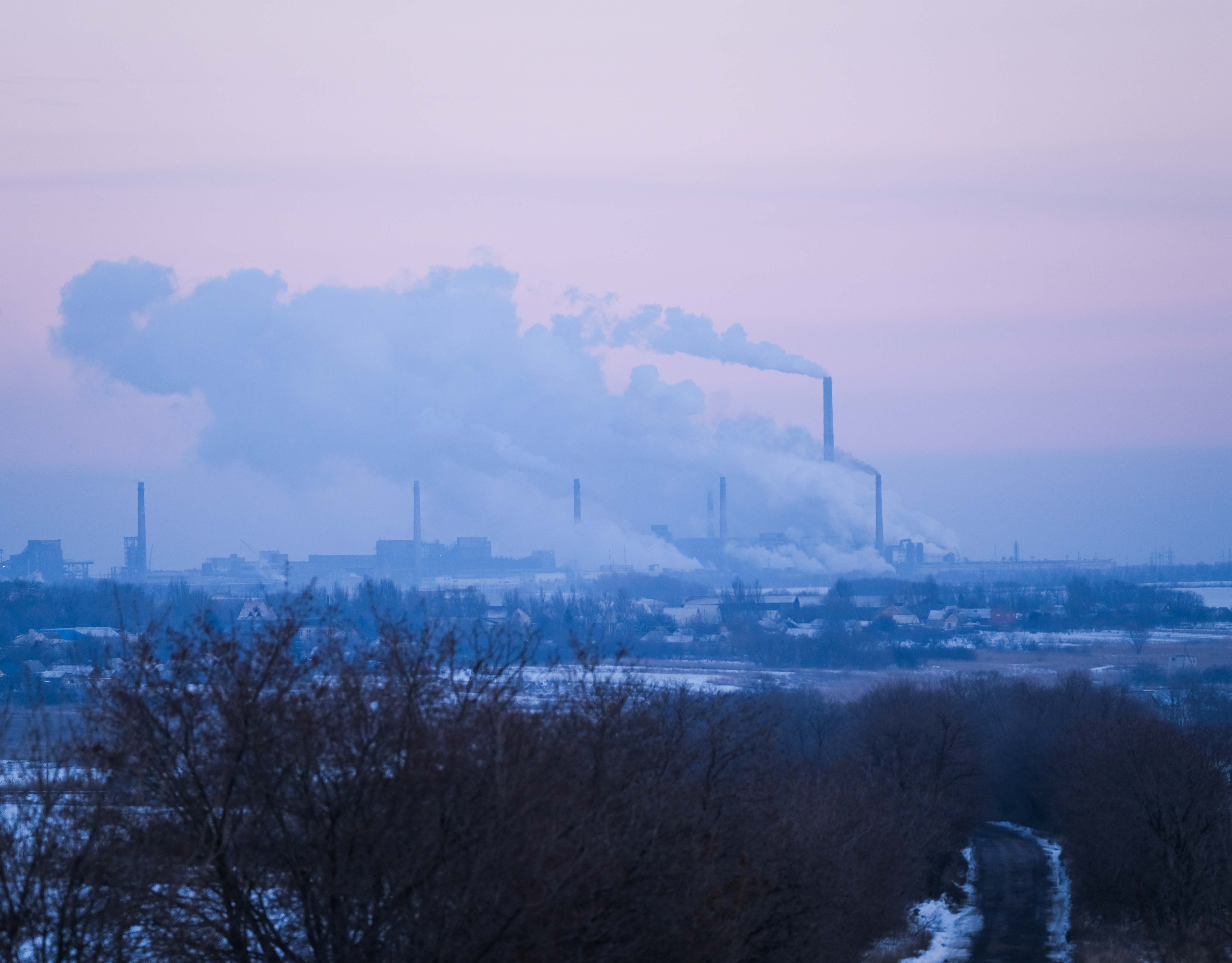 A view of the industrial landscape in Ukraine's Donetsk region