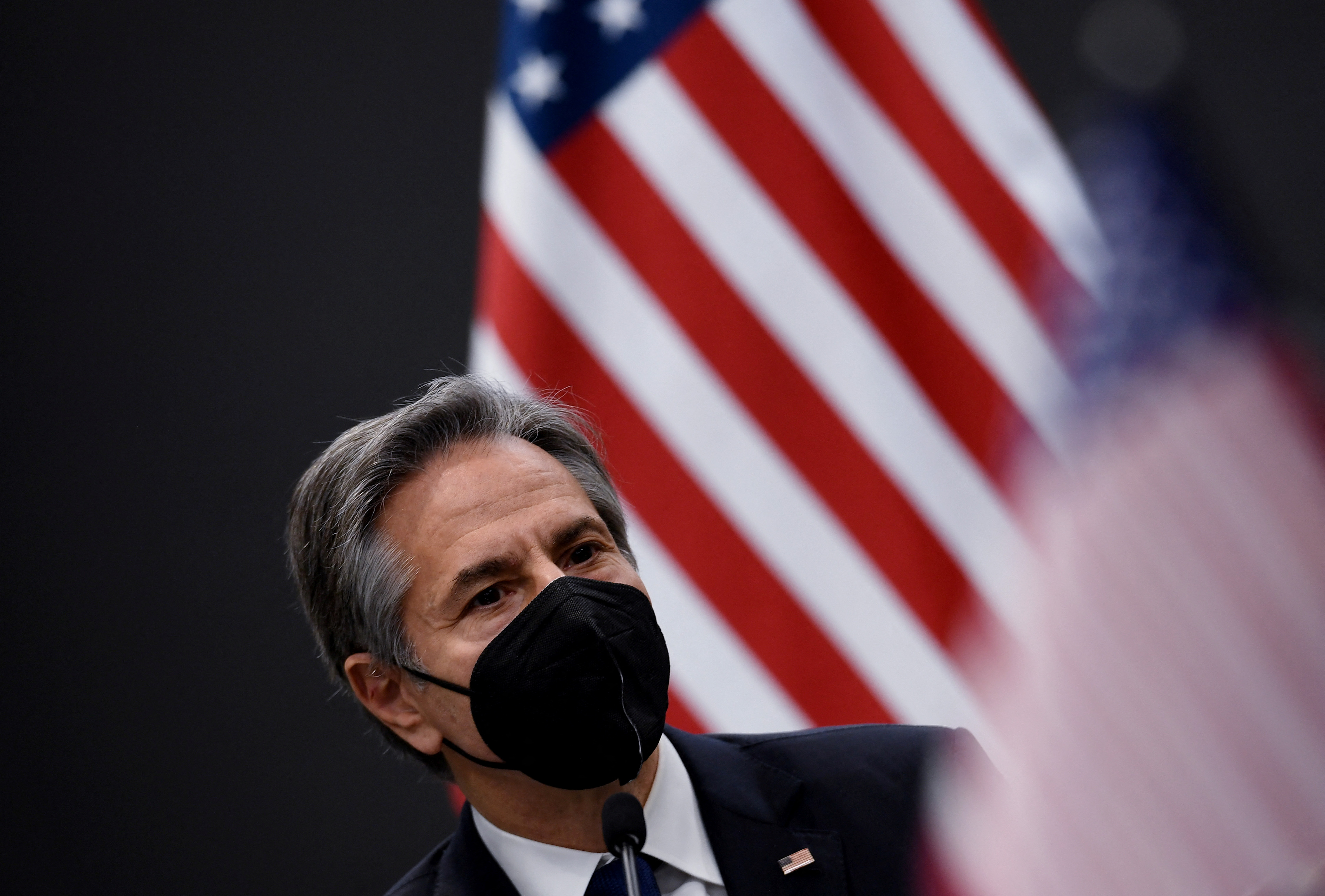 U.S. Secretary of State Antony Blinken participates at the Civil Society roundtable in Chisinau, Moldova