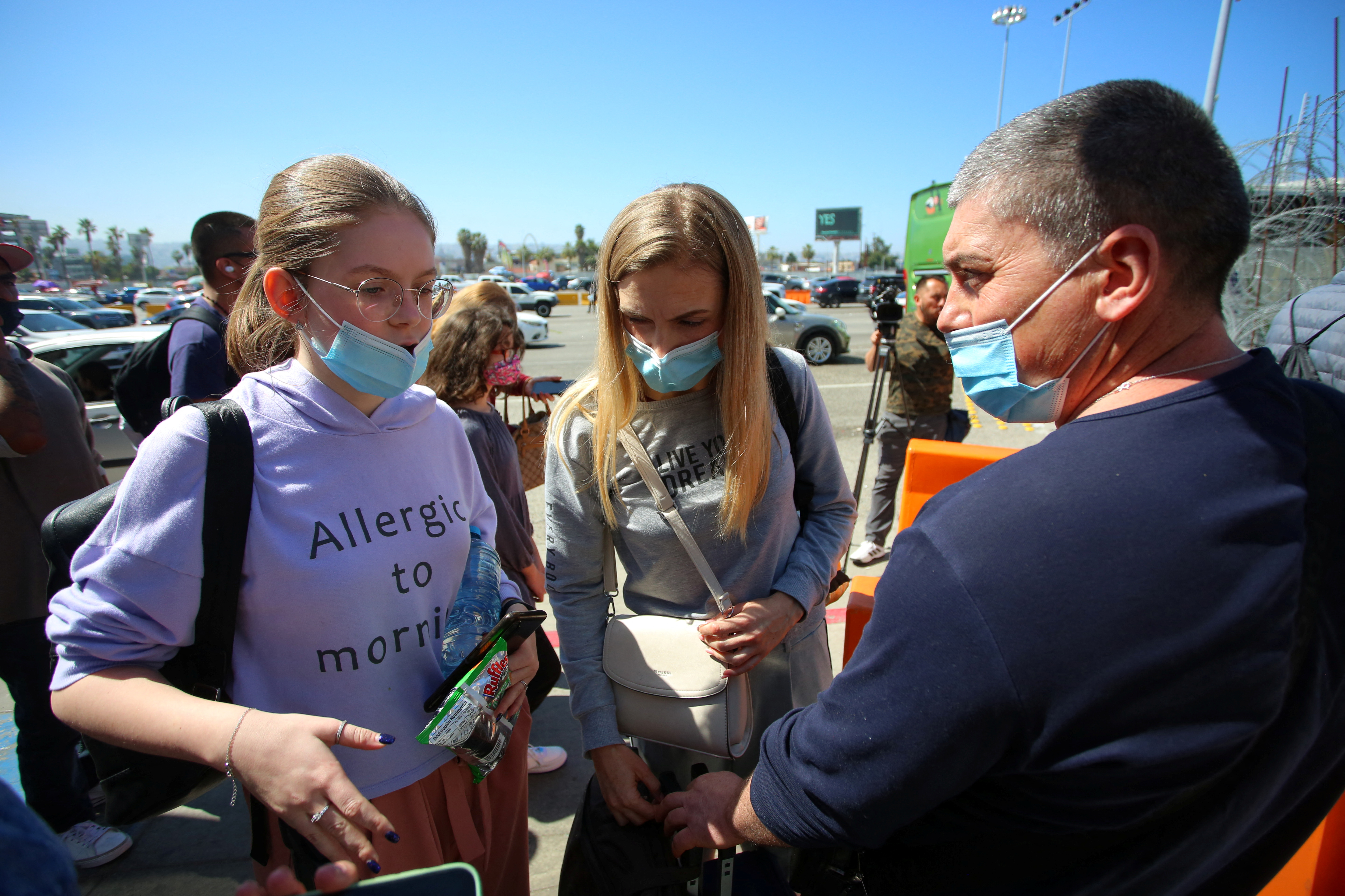 Family gathered at US-Mexico border