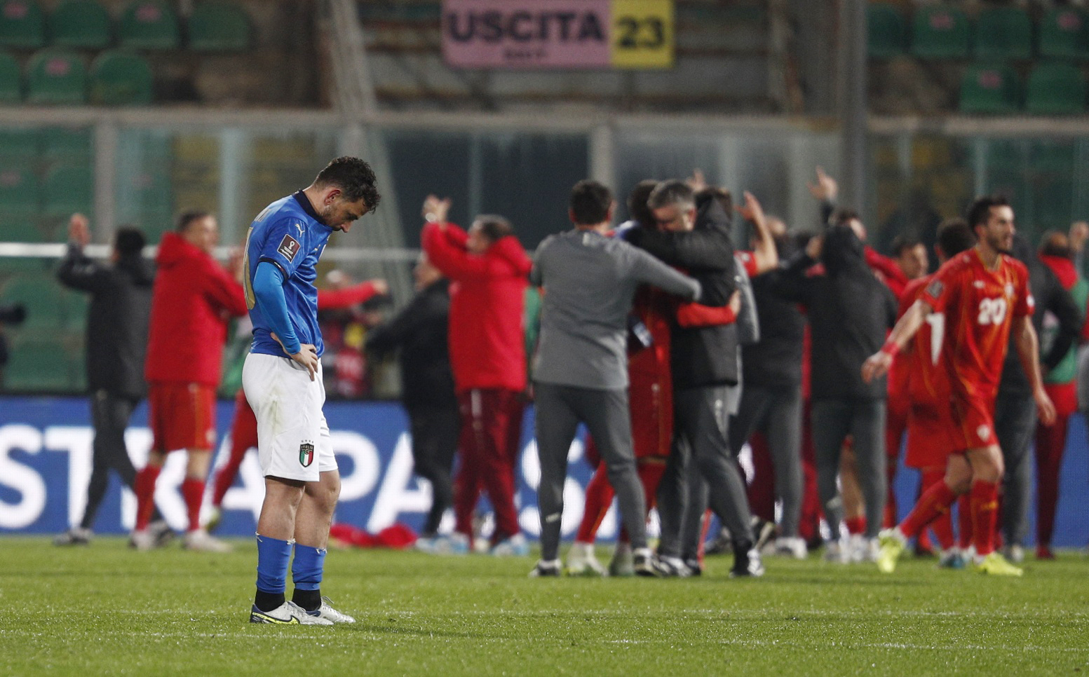 Alessandro Florenzi looks dejected after the match 