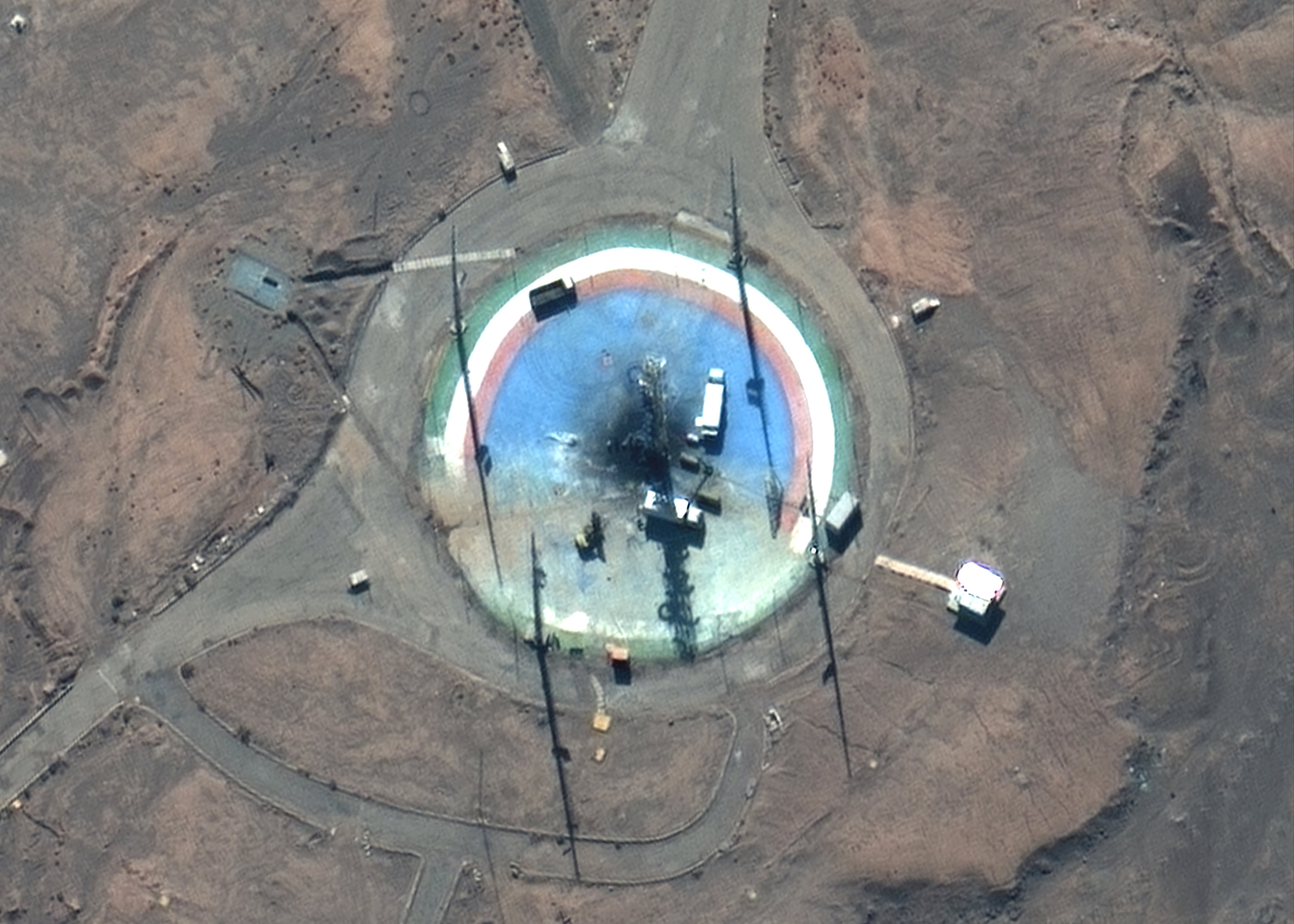 A scorched launchpad is seen at Iran's Imam Khomeini Spaceport