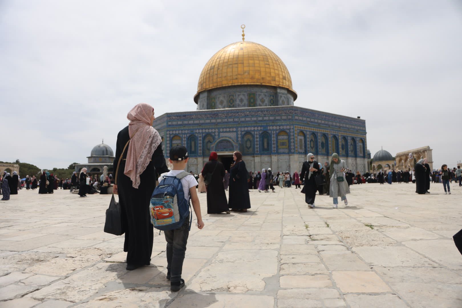 Palestinian worshippers at Al-Aqsa