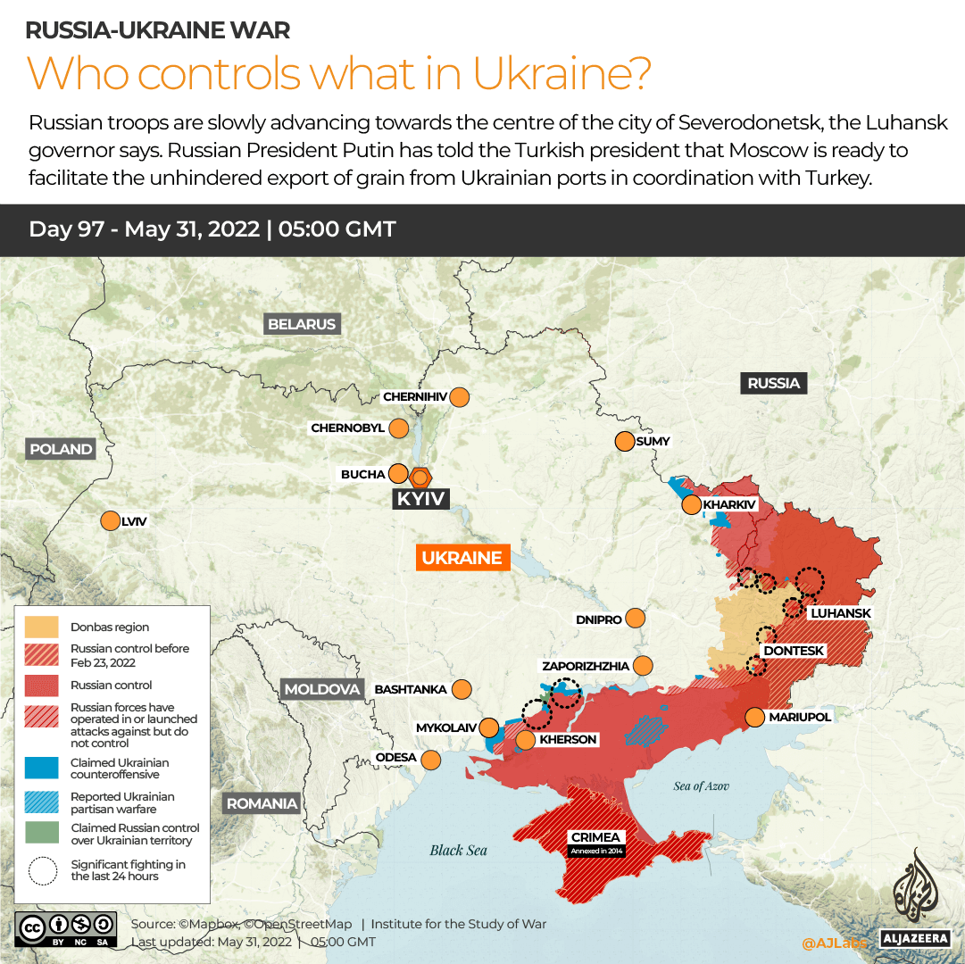 INTERACTIVE Russia Ukraine War Who controls what in Ukraine Day 97