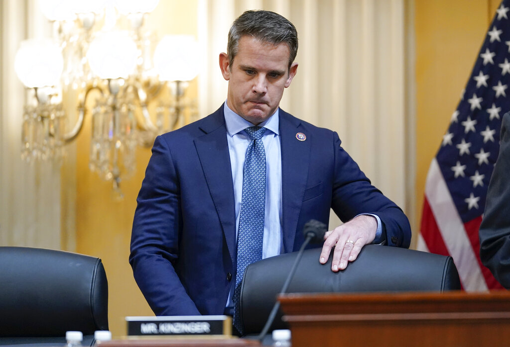 Adam Kinzinger, one of two Republicans on the committee, takes his seat, as the fifth January 6 hearing kicks off on Thursday, June 23