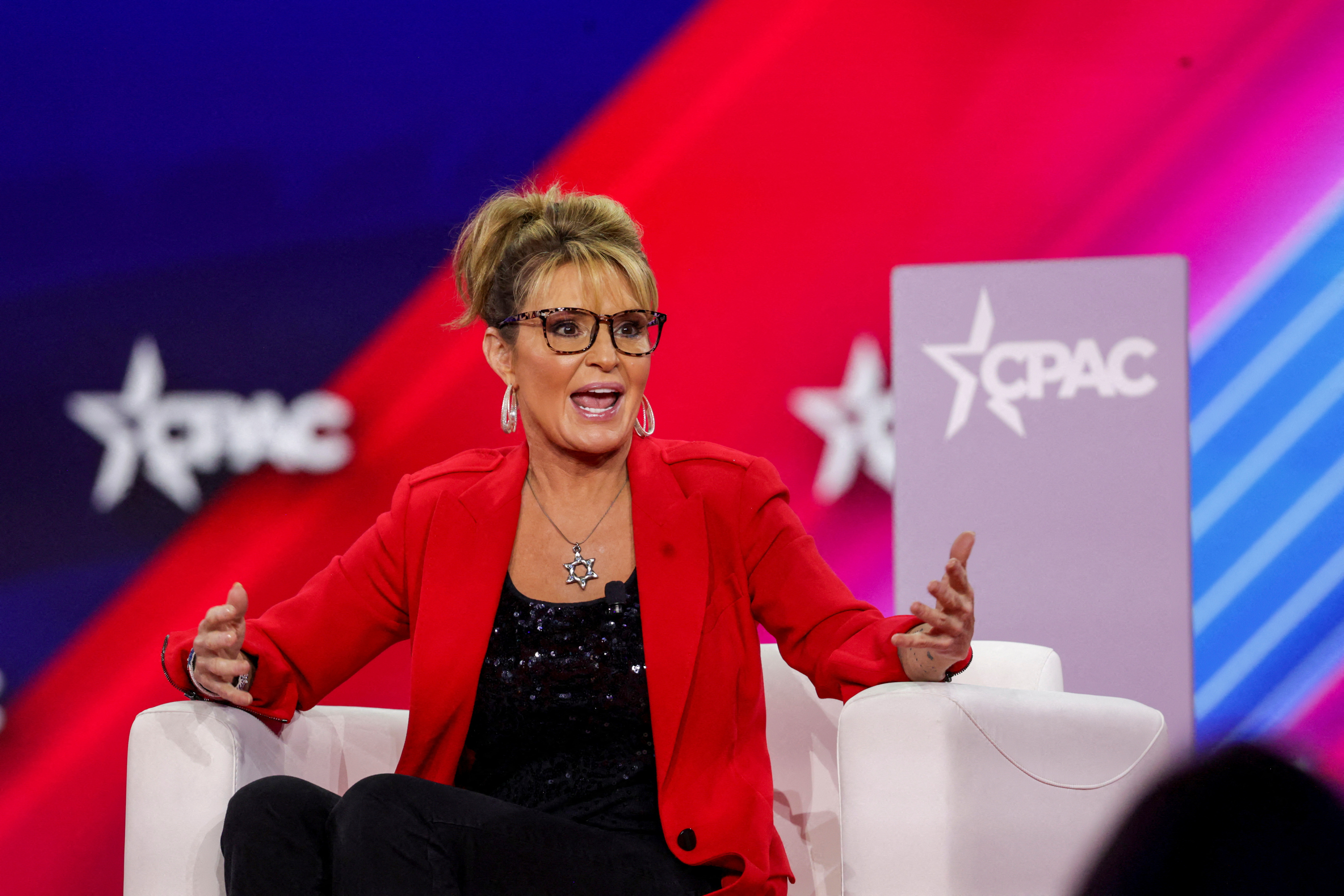 Former Alaska Governor Sarah Palin speaks at the Conservative Political Action Conference (CPAC) in Dallas, Texas, US, August 4, 2022