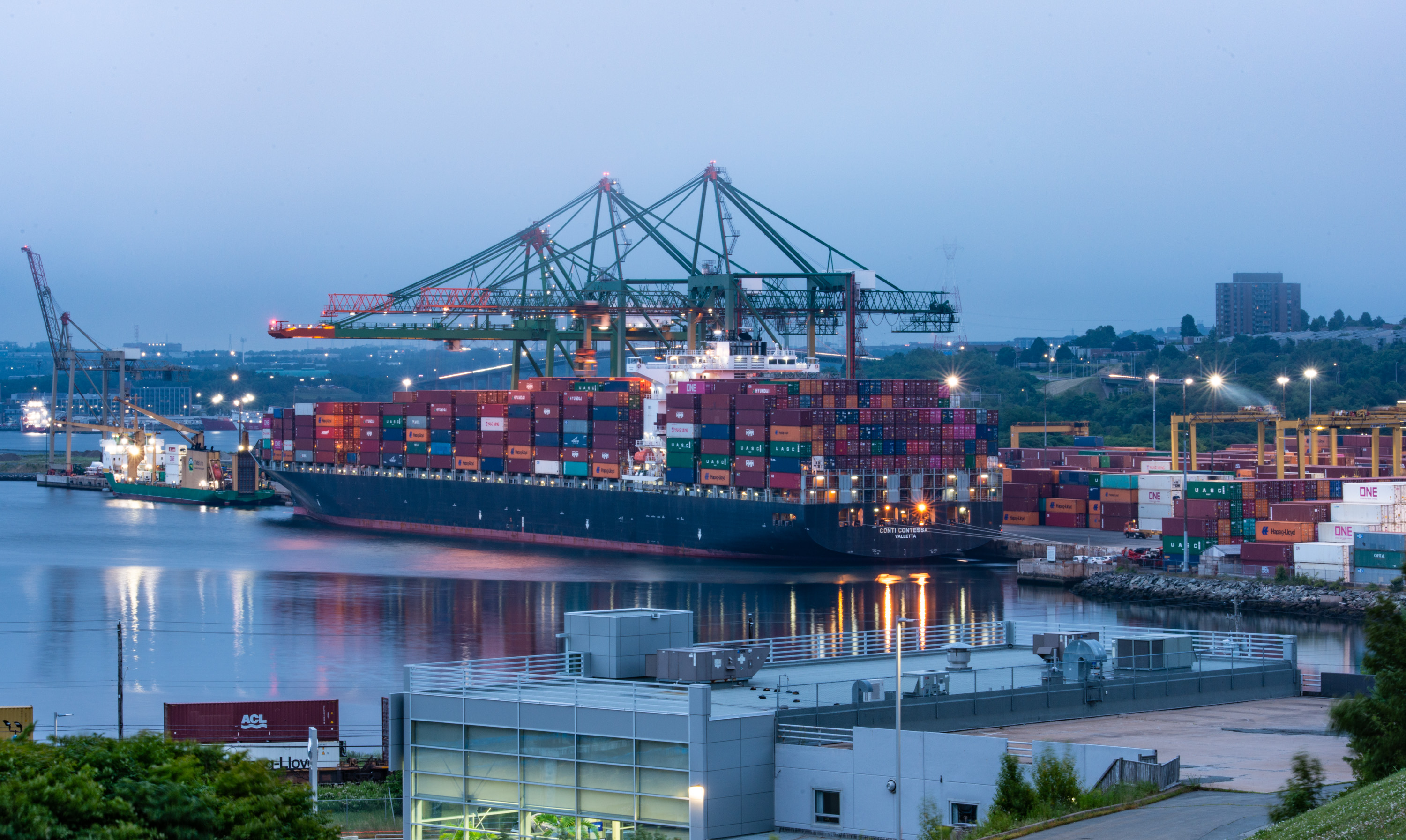 Port of Halifax skyline at night.
