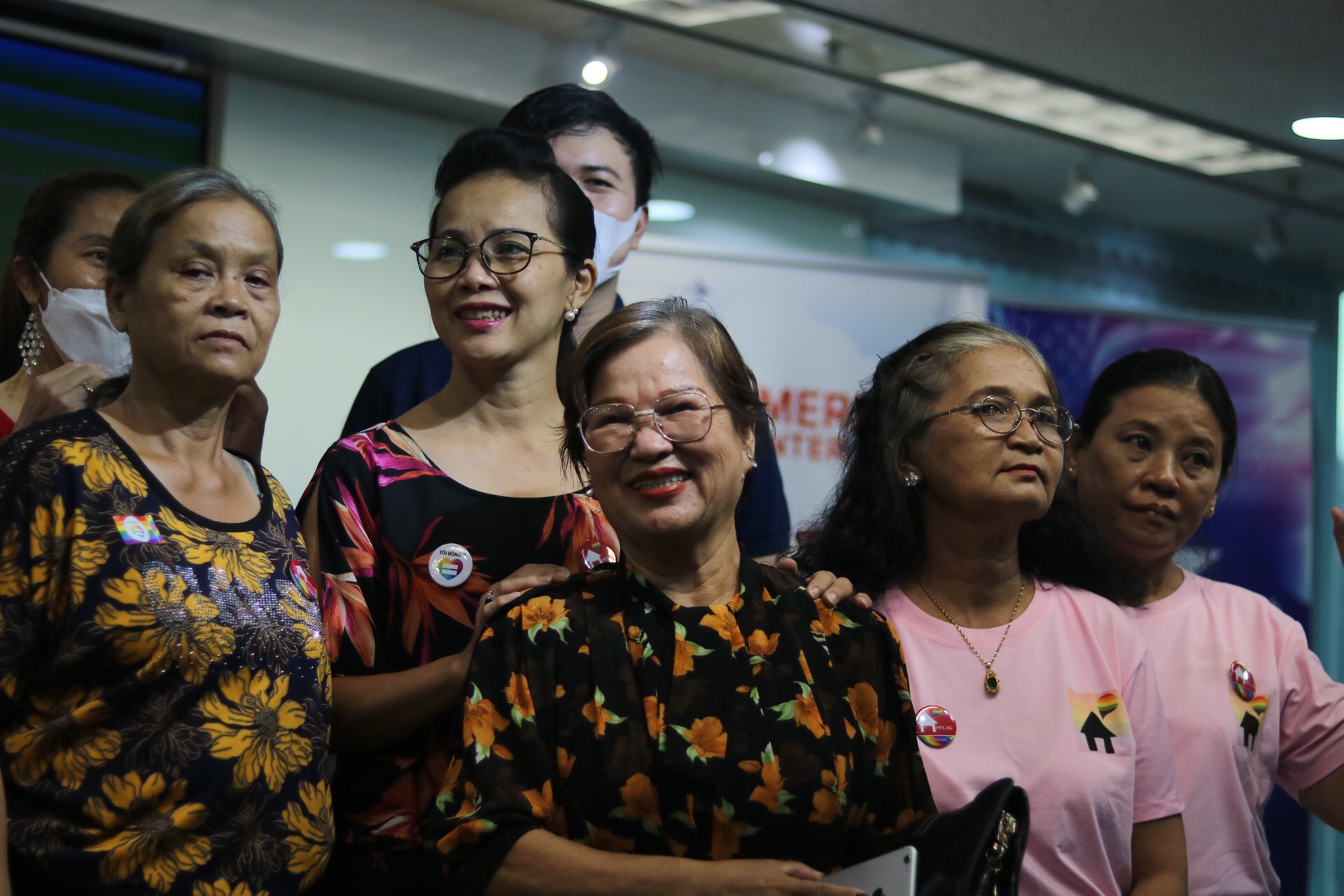 Posing for a photo at a PFLAG event in downtown Ho Chi Minh City, Vietnam [Photo by Govi Snell]