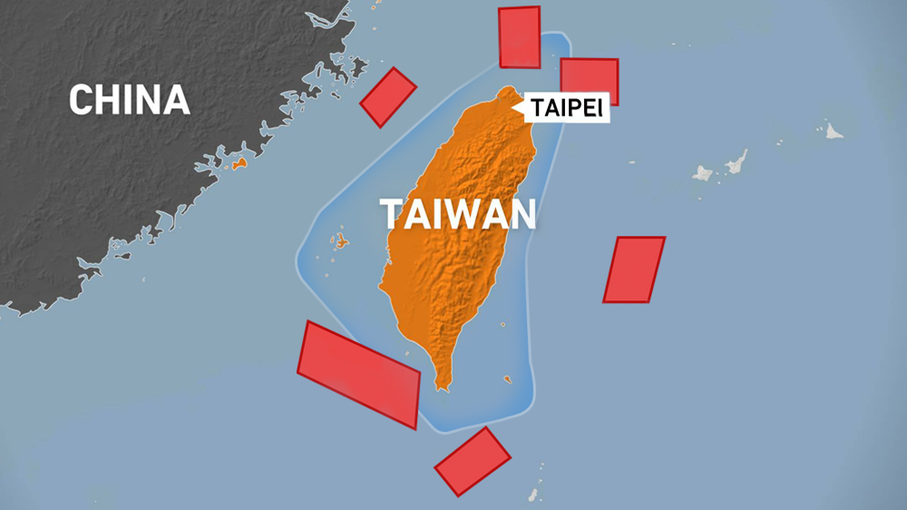 The six areas around Taiwan where China is holding live-fire military exercises until Sunday [Al Jazeera]