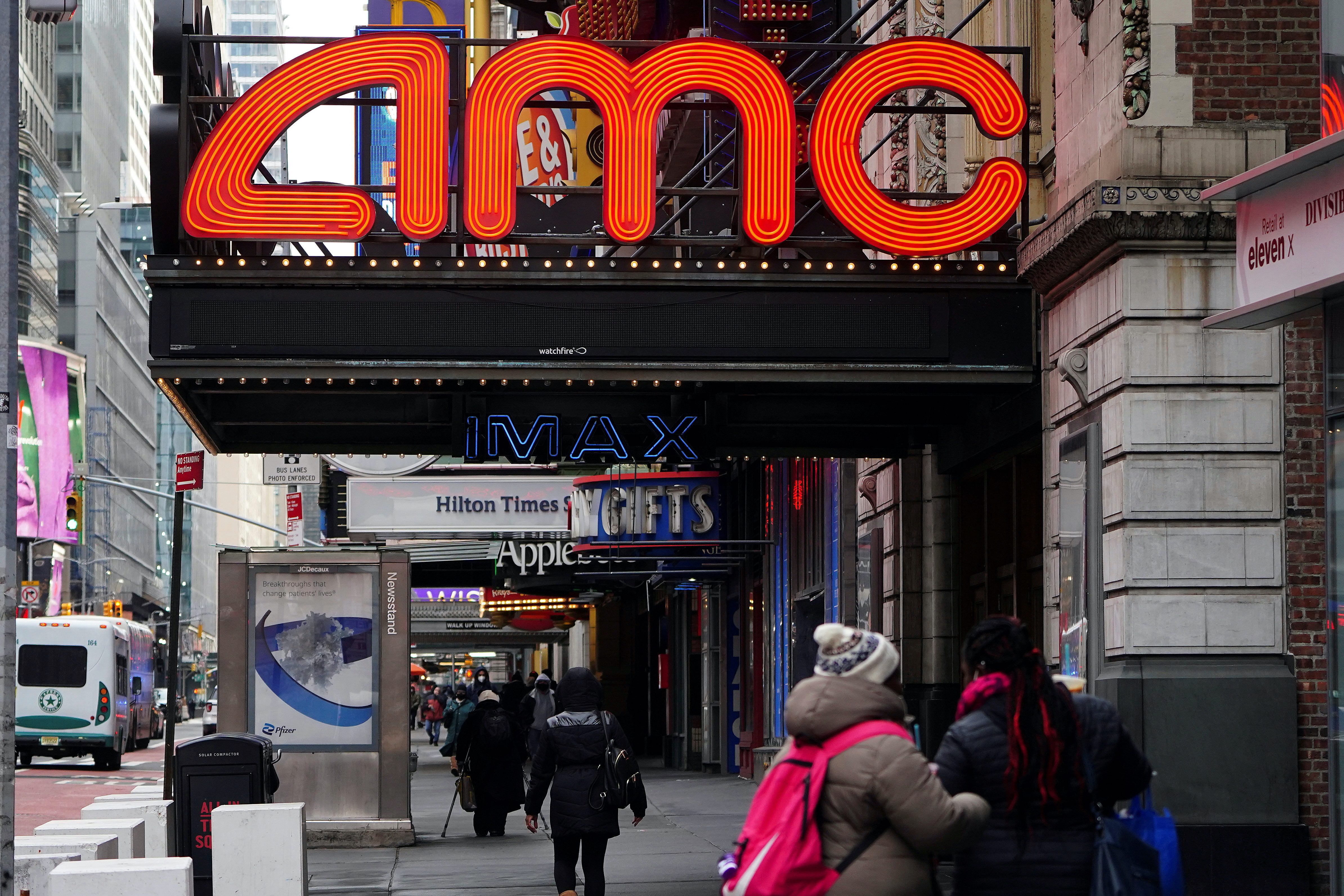 An AMC theatre is pictured amid the coronavirus disease (COVID-19) pandemic in the Manhattan borough of New York City, New York, U.S