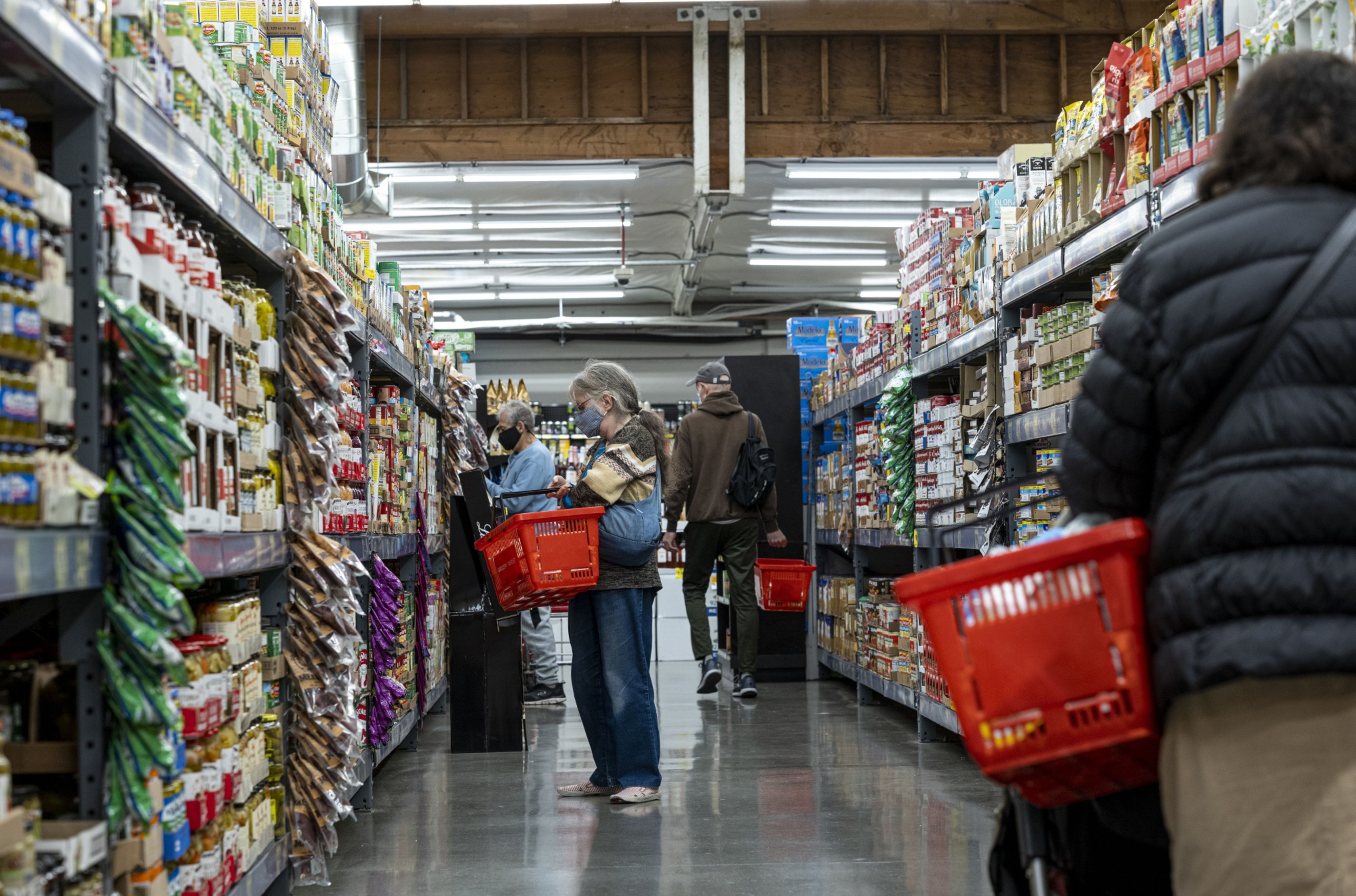 Shoppers inside a grocery store in San Francisco, California, United States