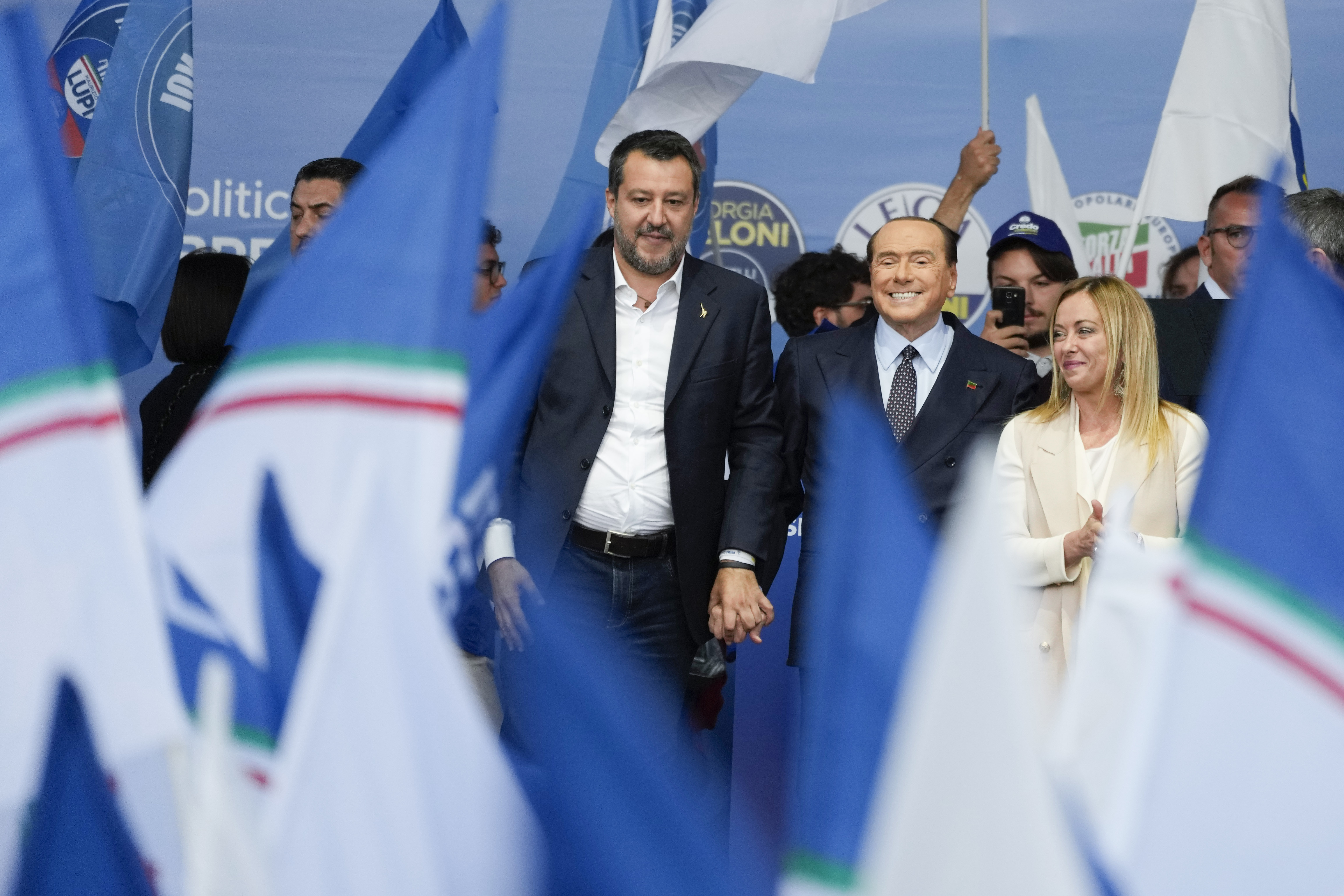 Salvini, Berlusconi and Meloni led their right-wing alliance to election victory