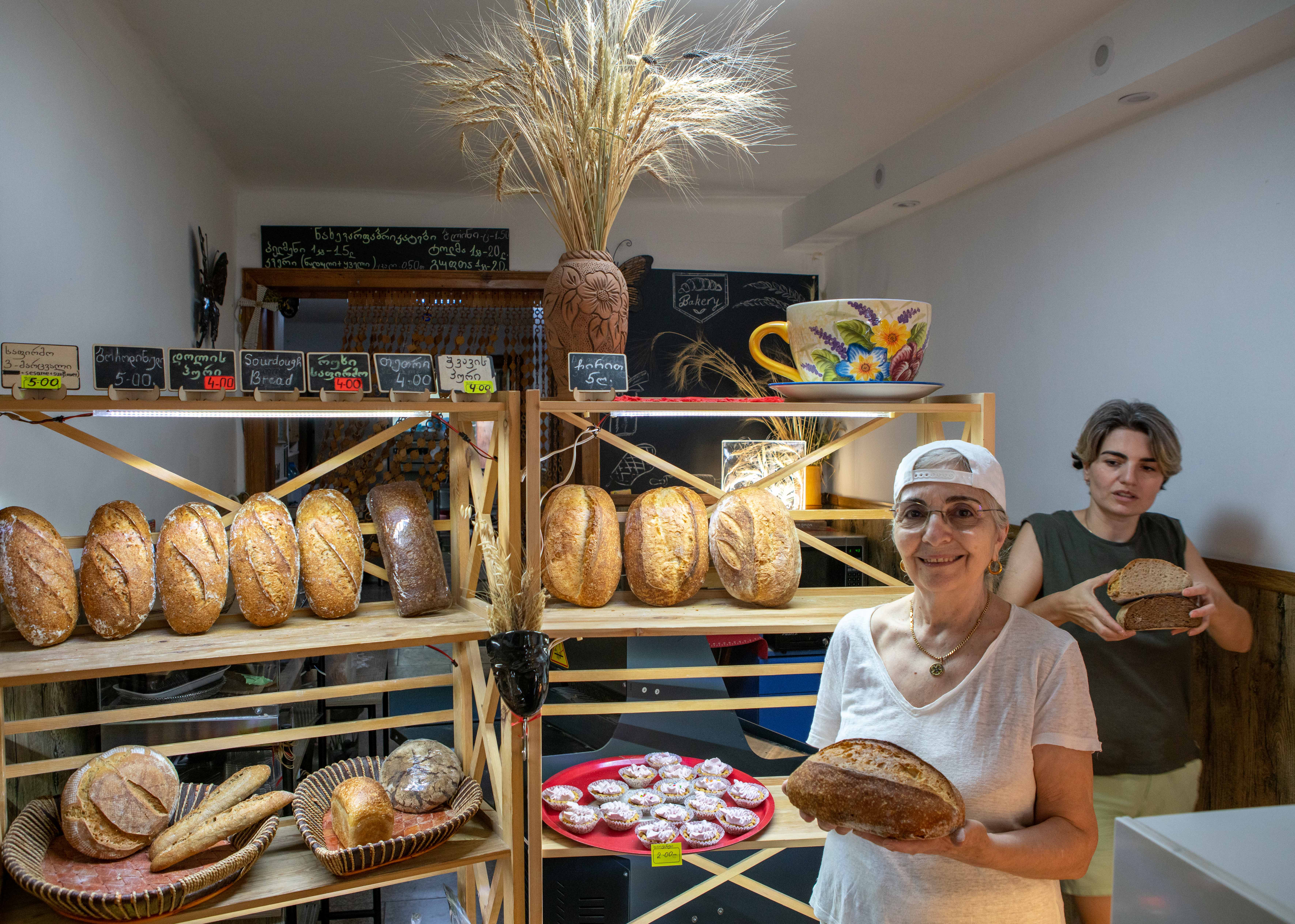 Natela Khutsishvili and her daughter Niano run a bakery selling affordable bread made from local wheat varieties