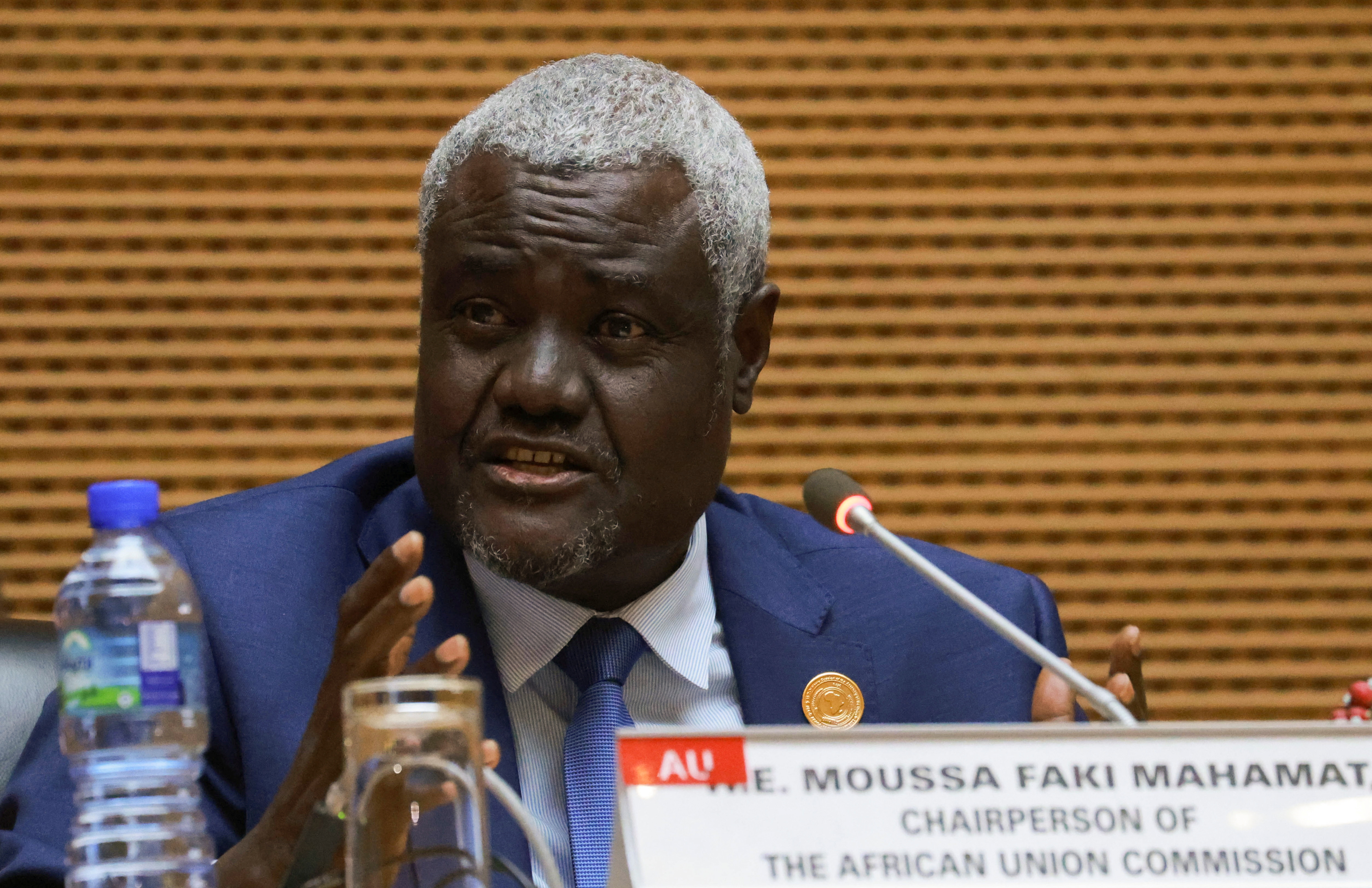 African Union Commission Chairperson Moussa Faki Mahamat addresses the closing of the 35th ordinary session of the Assembly of the African Union at the African Union Commission (AUC) headquarters in Addis Ababa, Ethiopia February 6, 2022. REUTER