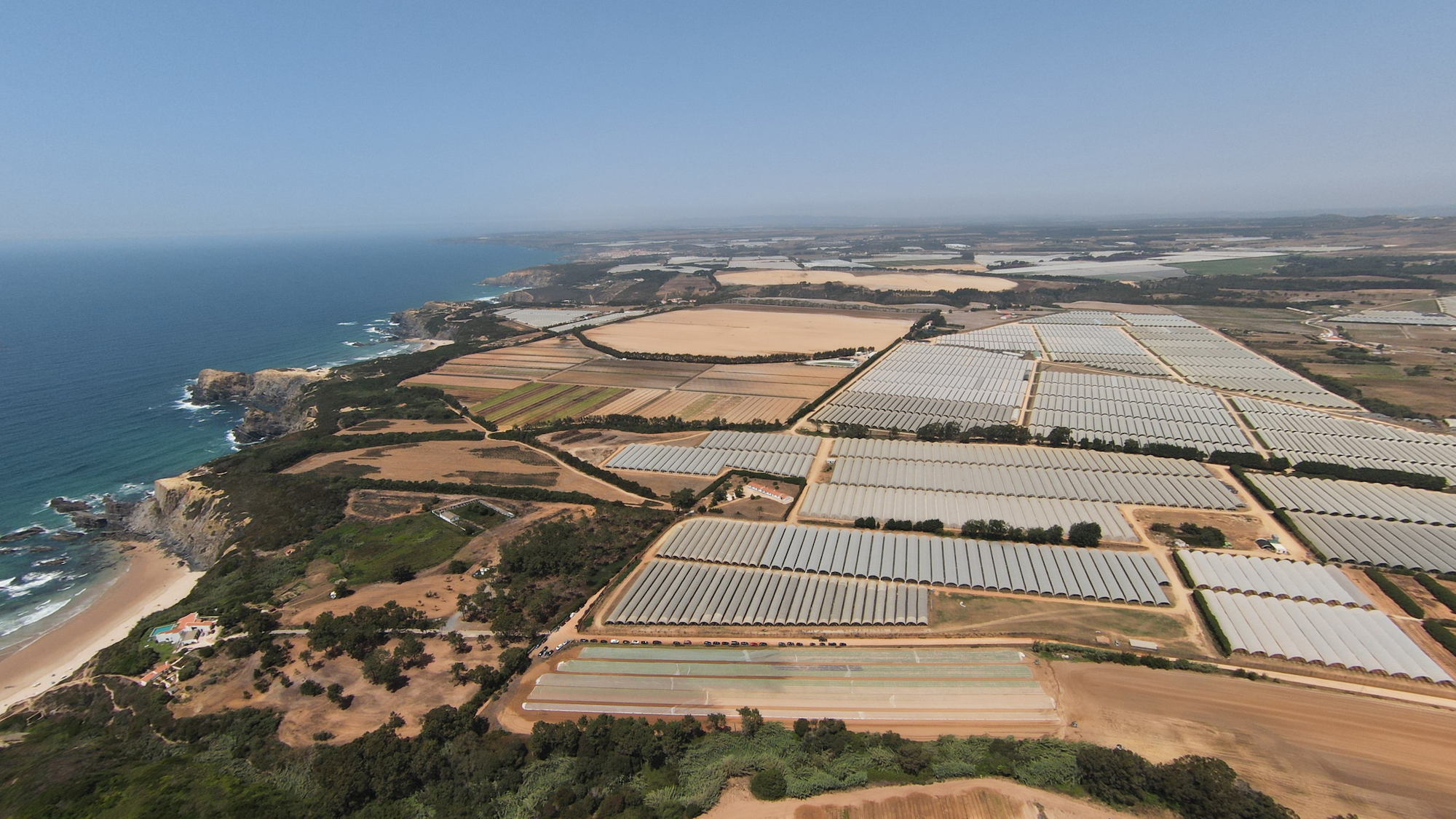 Greenhouses by the coast in Alentejo
