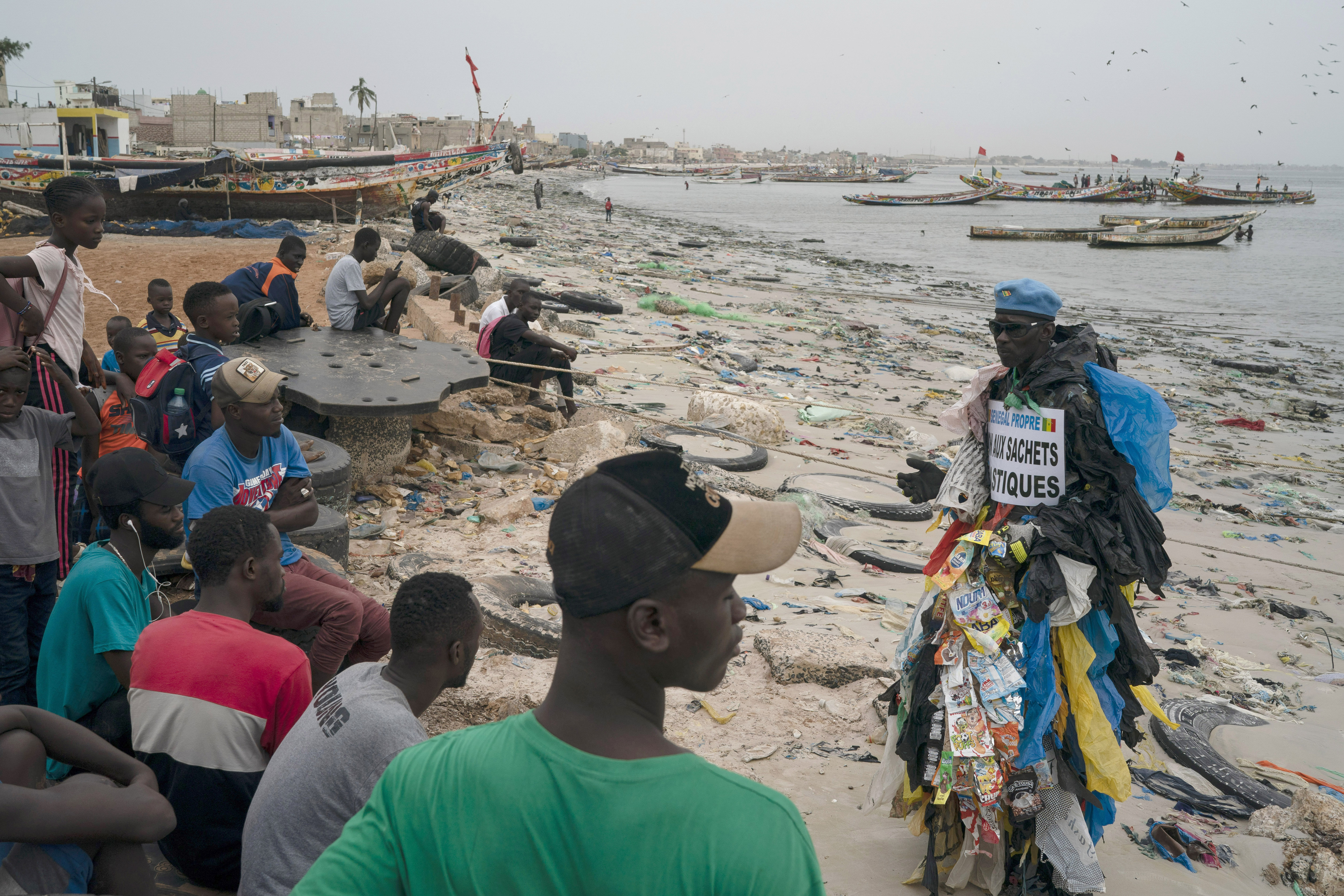 The environmental activist Modou Fall, who many simply call "Plastic Man".