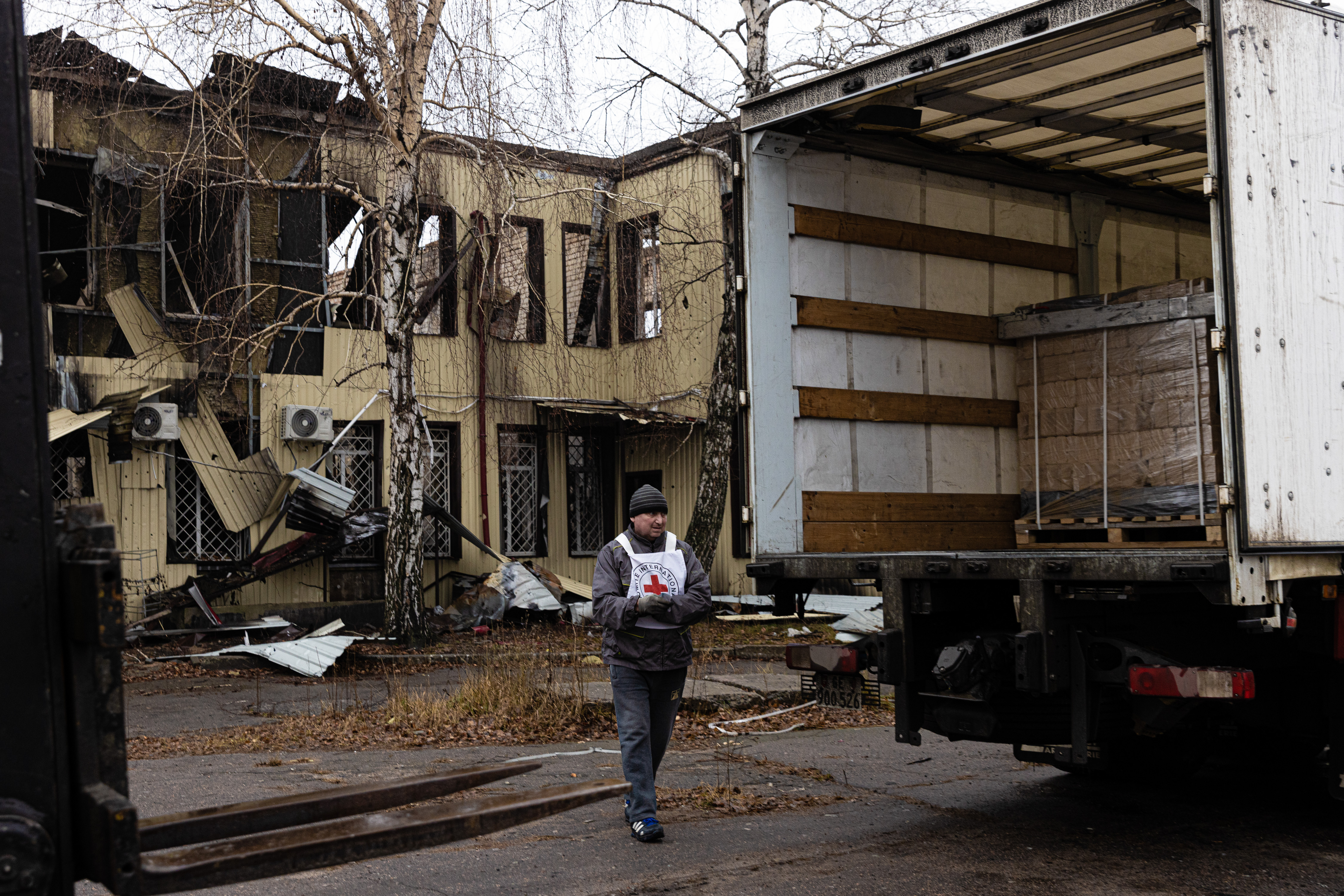 ICRC trucks deliver dry fuel bricks