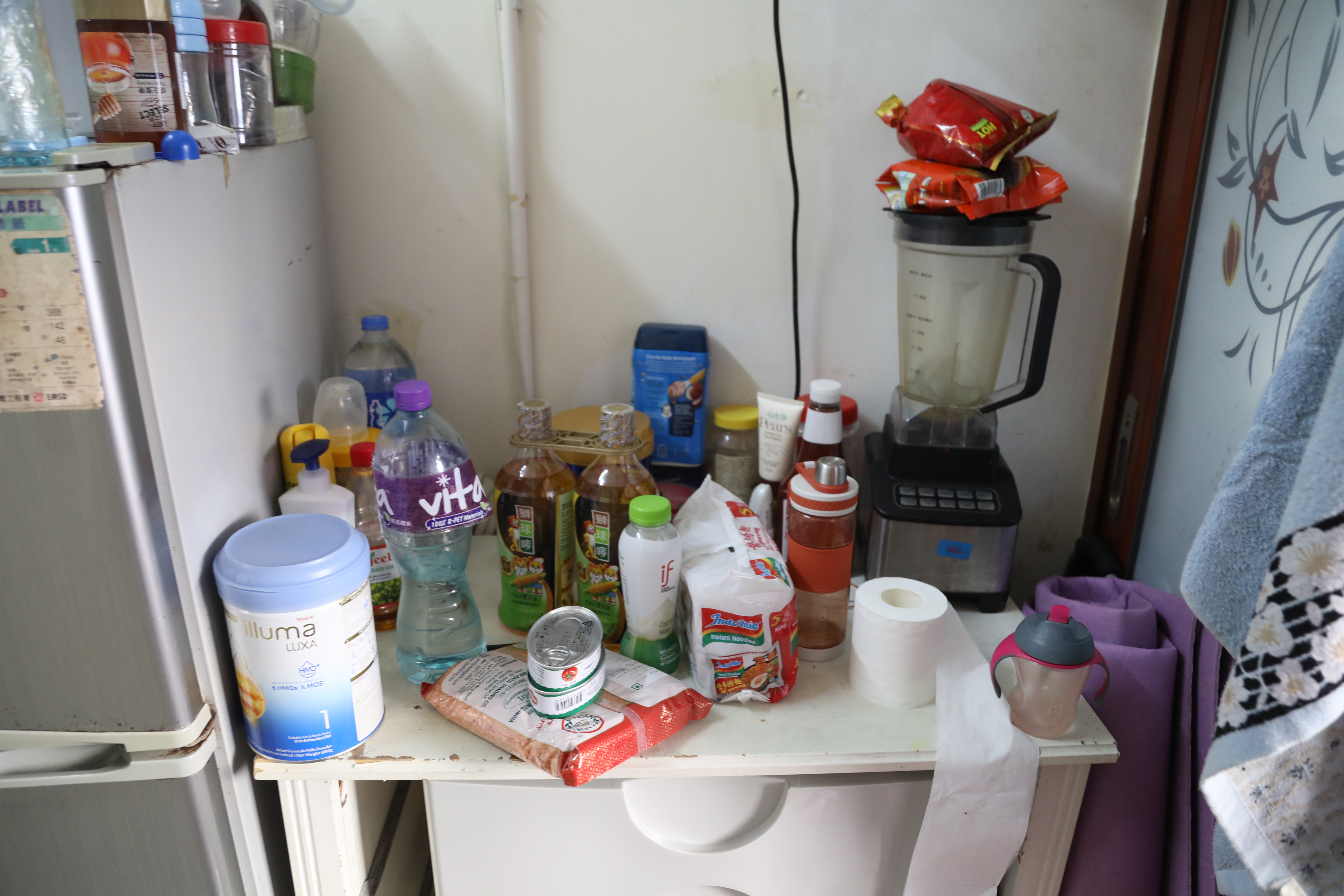 Dwindling food supplies in the family’s small kitchen