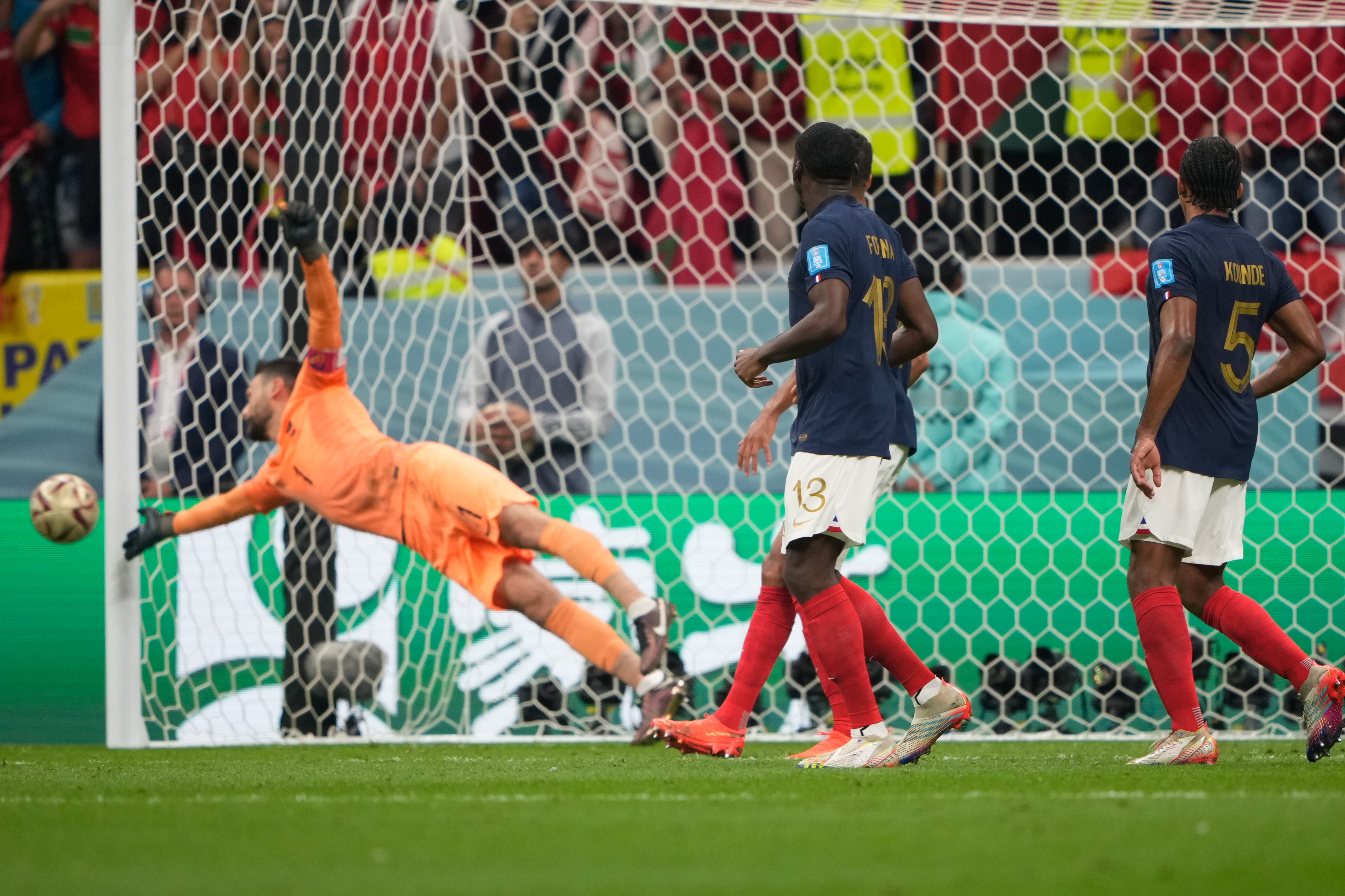 Hugo Lloris #1 makes finger tip save