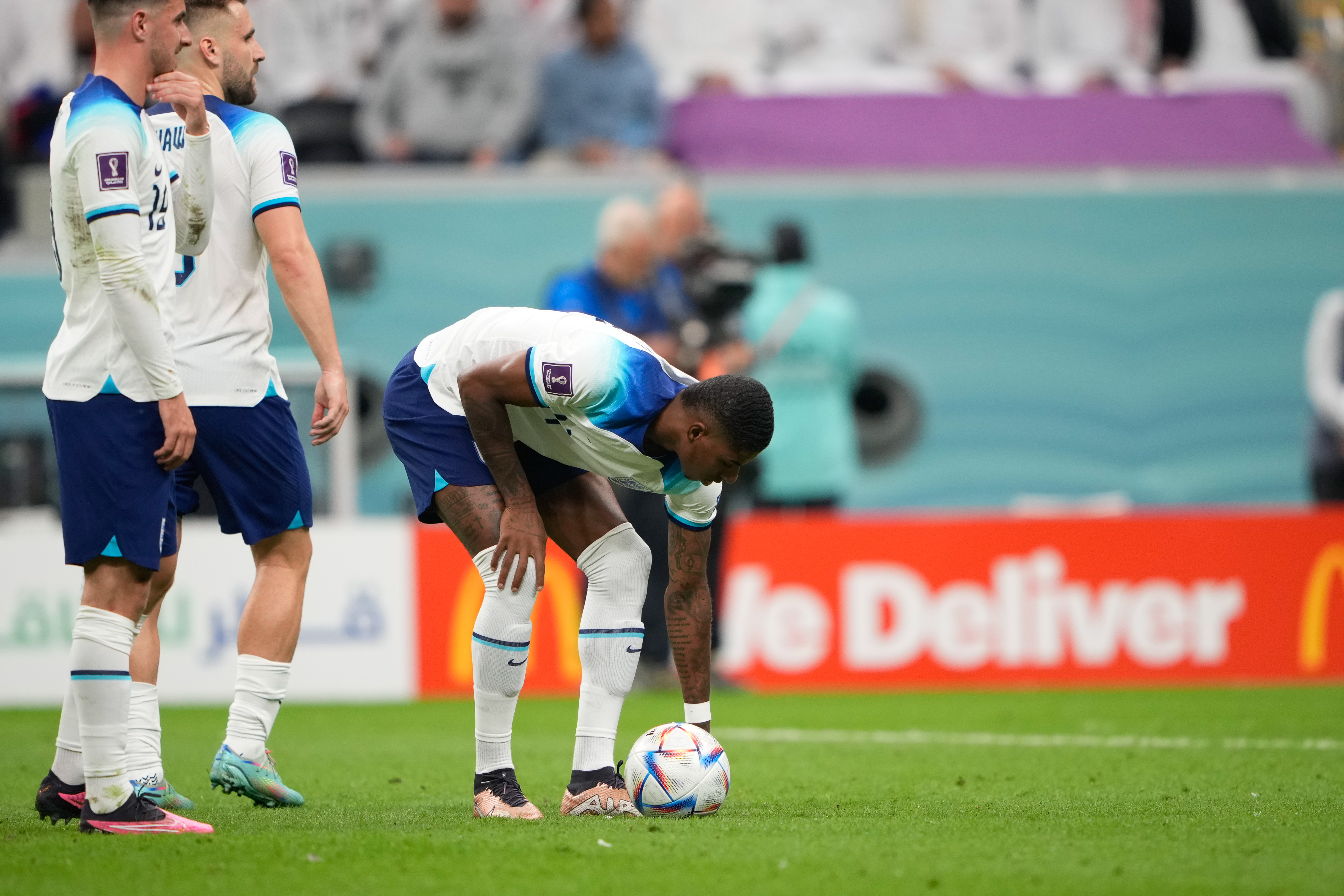 Rashford prepares for free kick