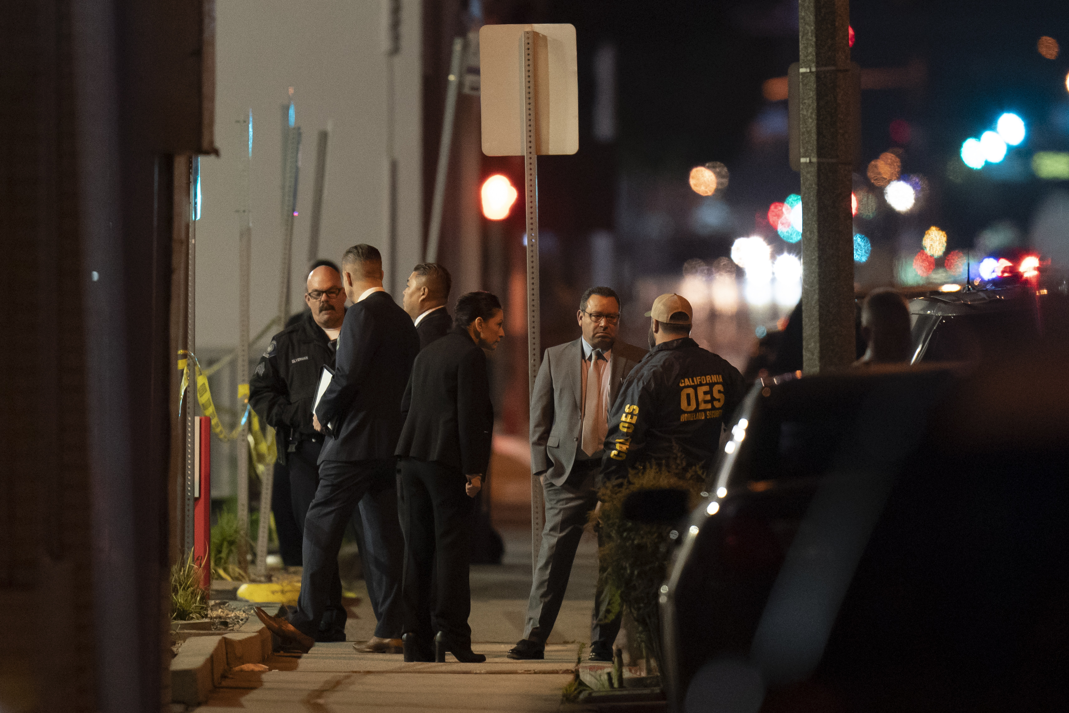 Investigators at the scene of a shooting that occured during Lunar New Year celebrations in Monterey Park, California.