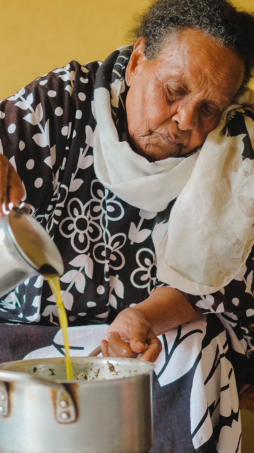 The gomen kitfo and ayib, which is perfect for contrasting the heat of the kitfo, are prepared by Bekelech herself