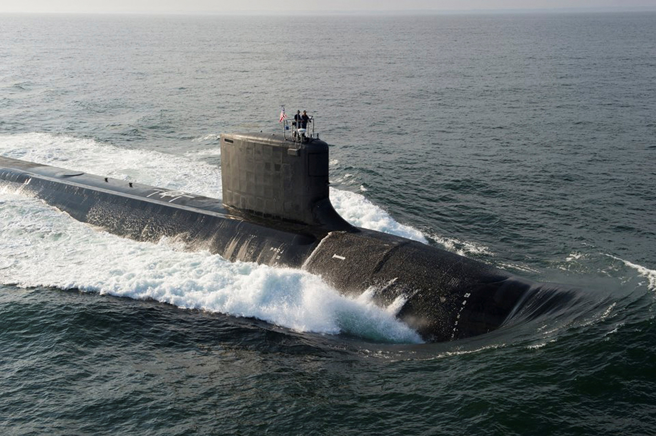 The Virginia-class USS North Dakota submarine is seen during bravo sea trials in this US Navy handout picture taken in the Atlantic Ocean August 18, 2013.