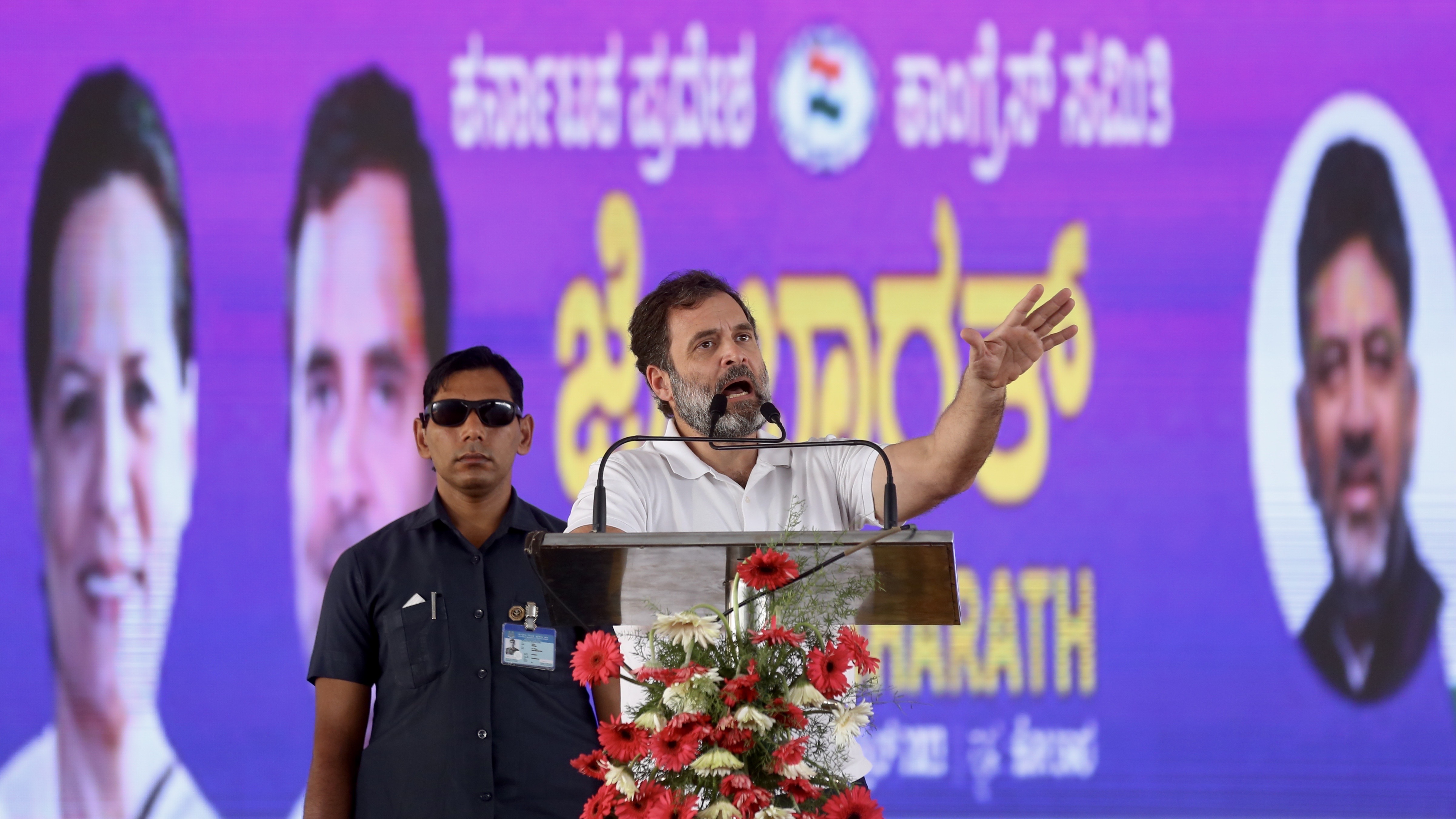 Rahul Gandhi addresses a rally in Karnataka’s Kolar district