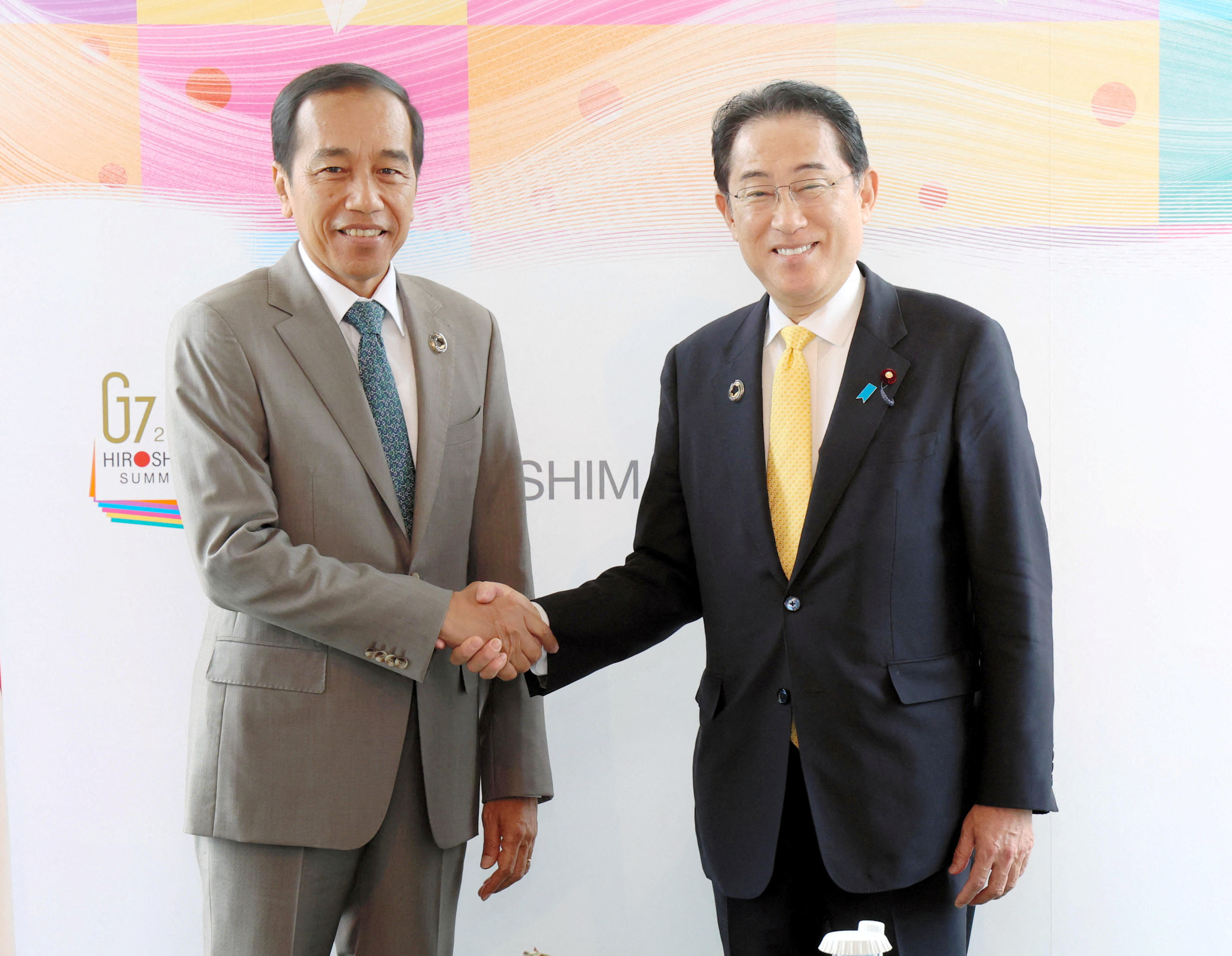 Indonesia's President Joko Widodo holds a bilateral meeting with Japan's Prime Minister Fumio Kishida on the sideline of the G7 leaders' summit in Hiroshima, western Japan