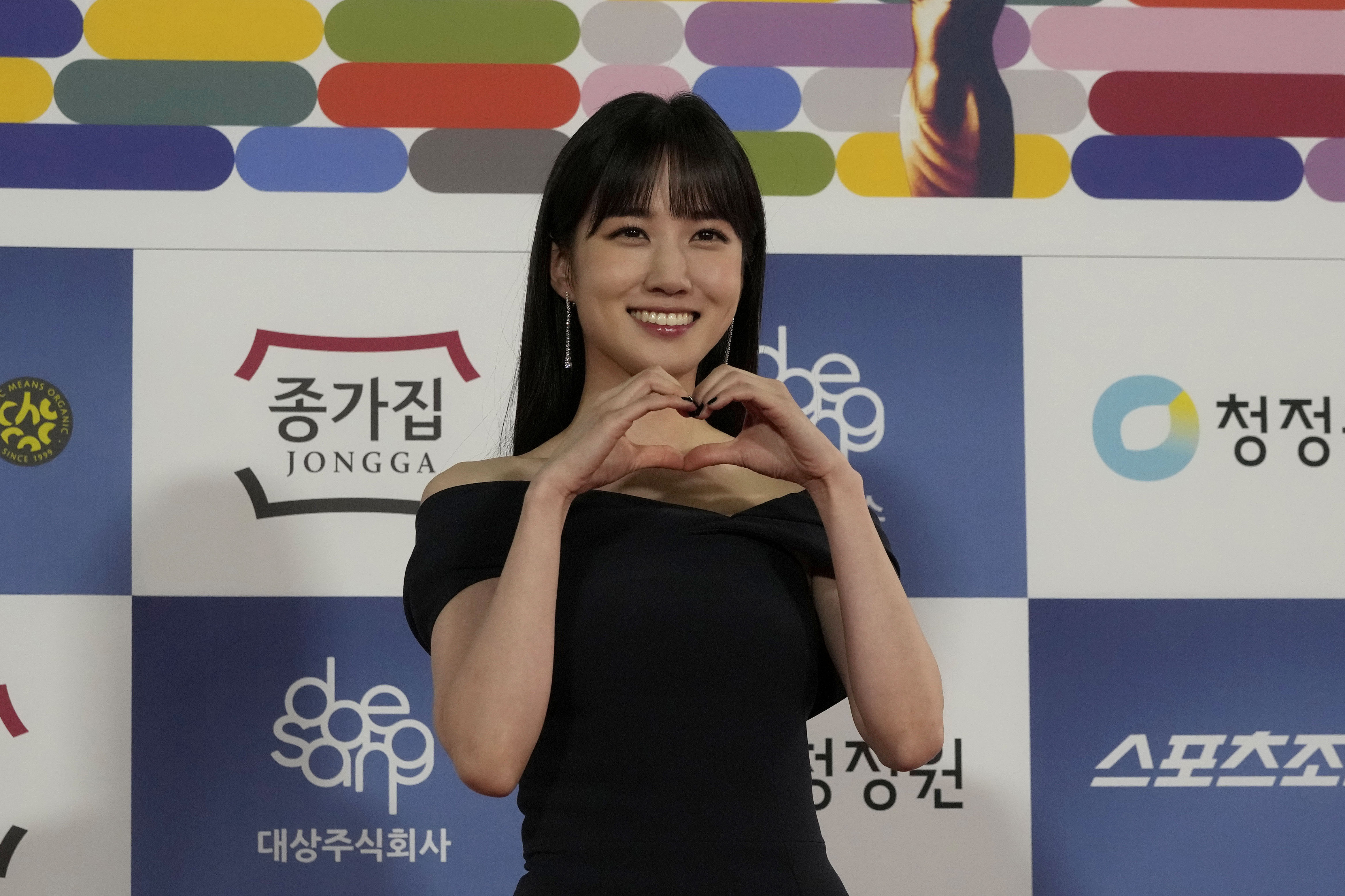South Korean actress Park Eun-bin, seen here posing during the Blue Dragon Awards in Seoul, South Korea, Friday, November 26, 2021, plays a brilliant lawyer with Asperger’s Syndrome in the wildly popular show Extraordinary Attorney Woo