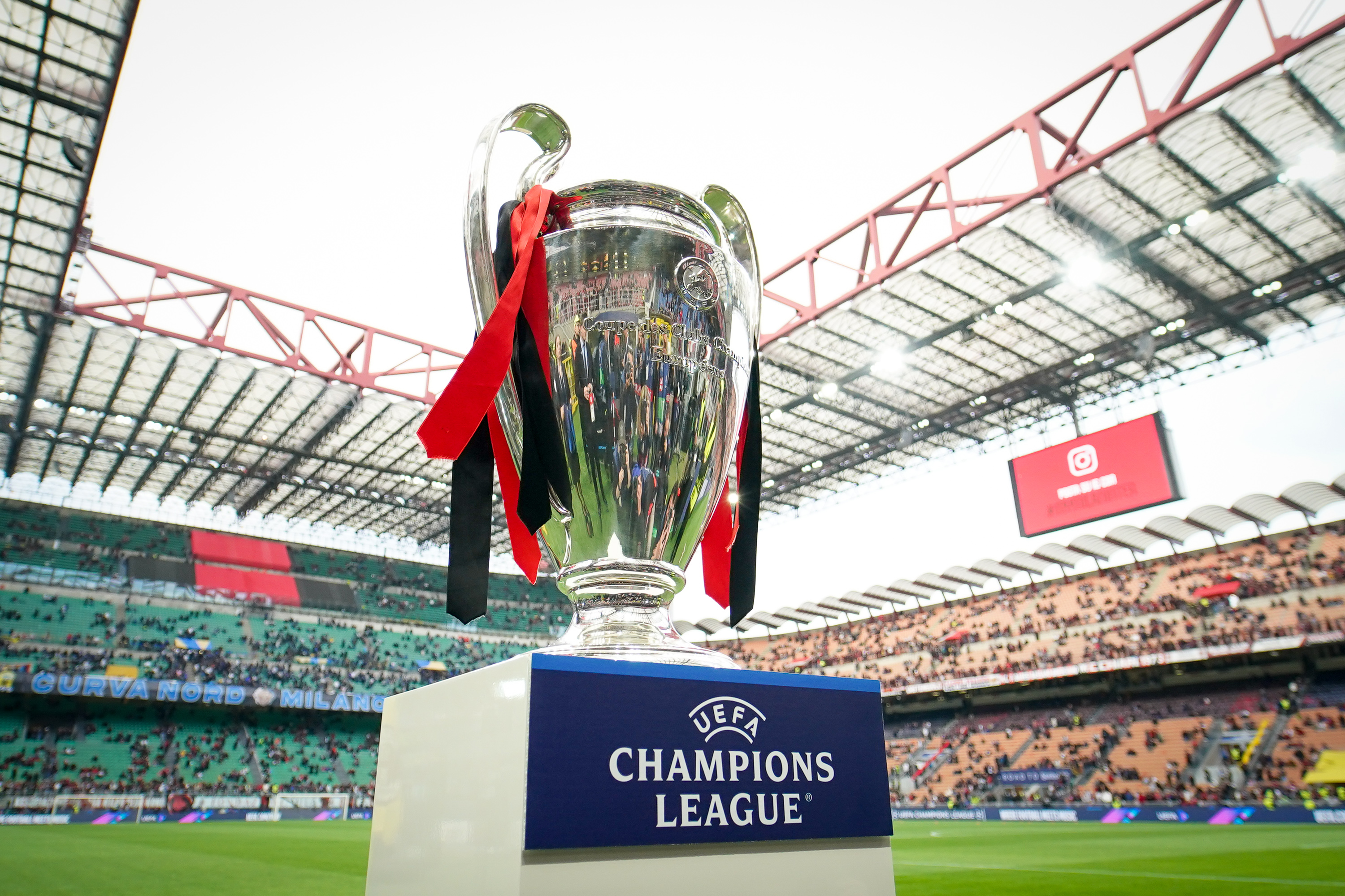 Close up of UEFA Champions League trophy