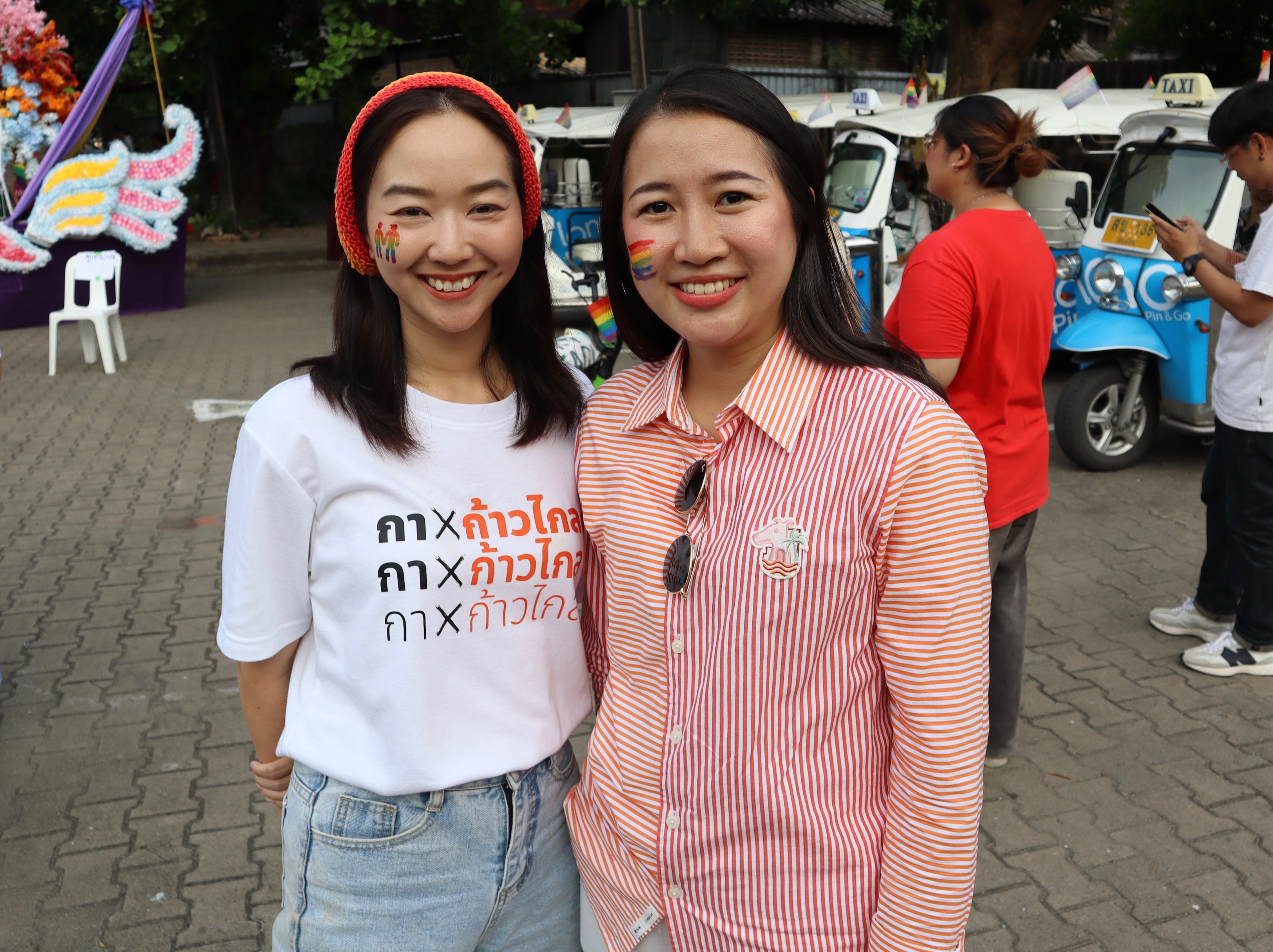 Phuthita with Phetcharat Maichompoo (another MFP MP-elect in her 30s) at Chiang Mai Pride