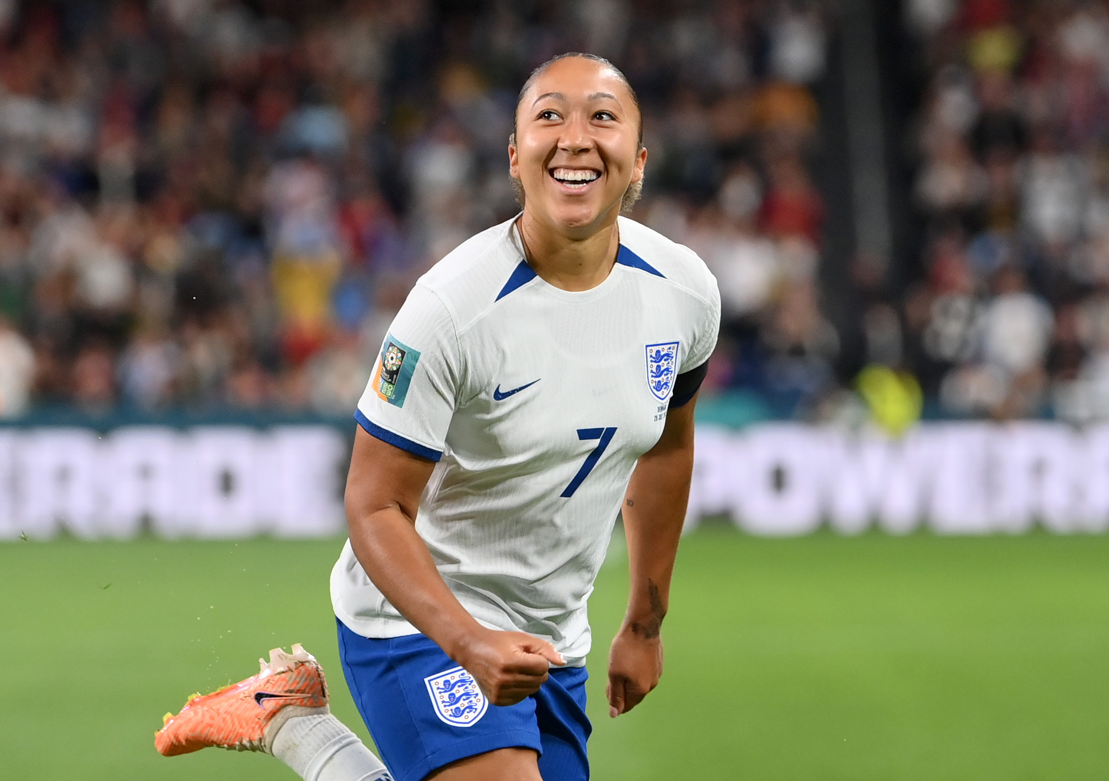 Lauren James celebrates after scoring her team’s first goal