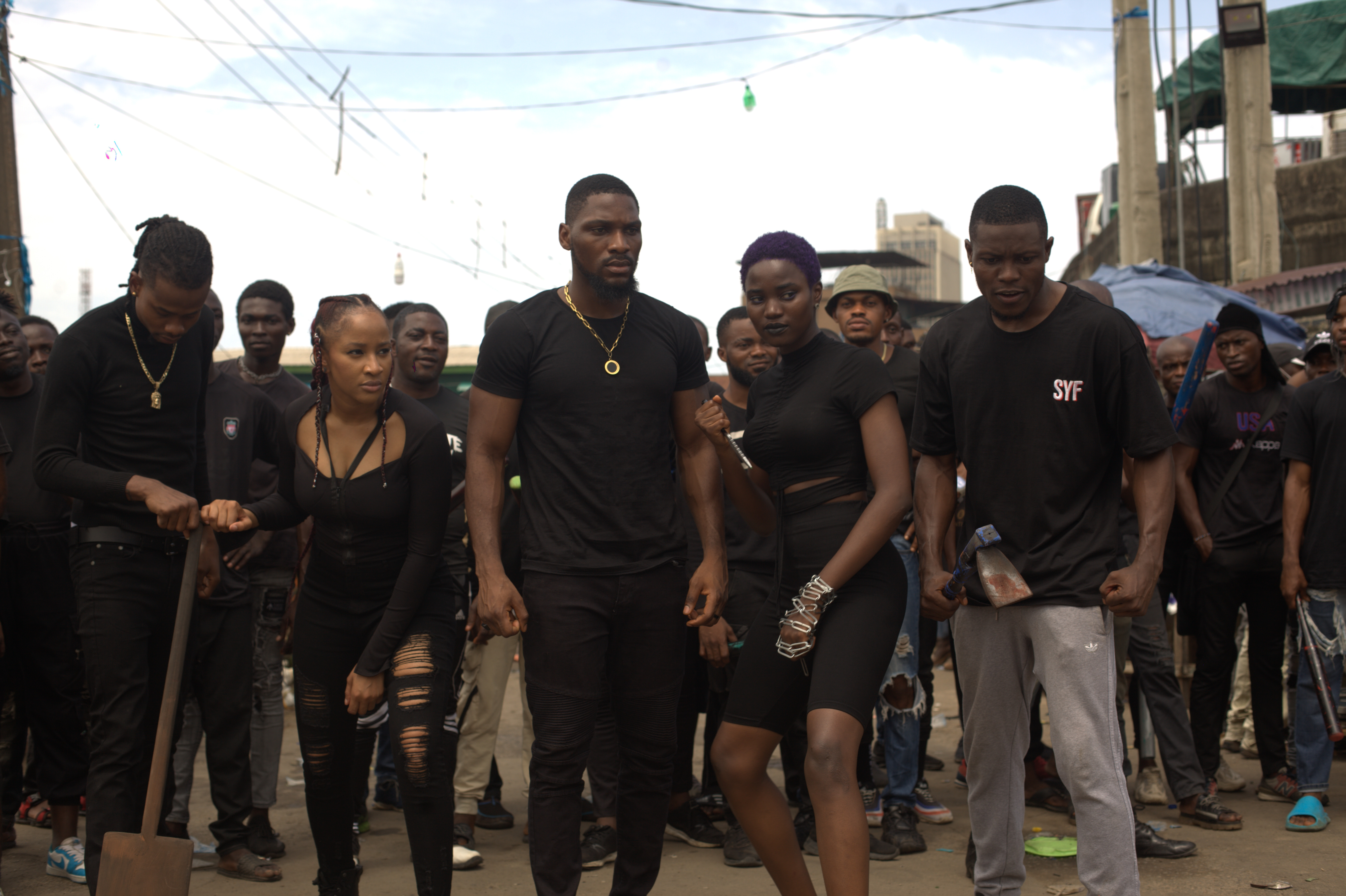 Actors on the set of Amazon Prime thriller Gangs of Lagos