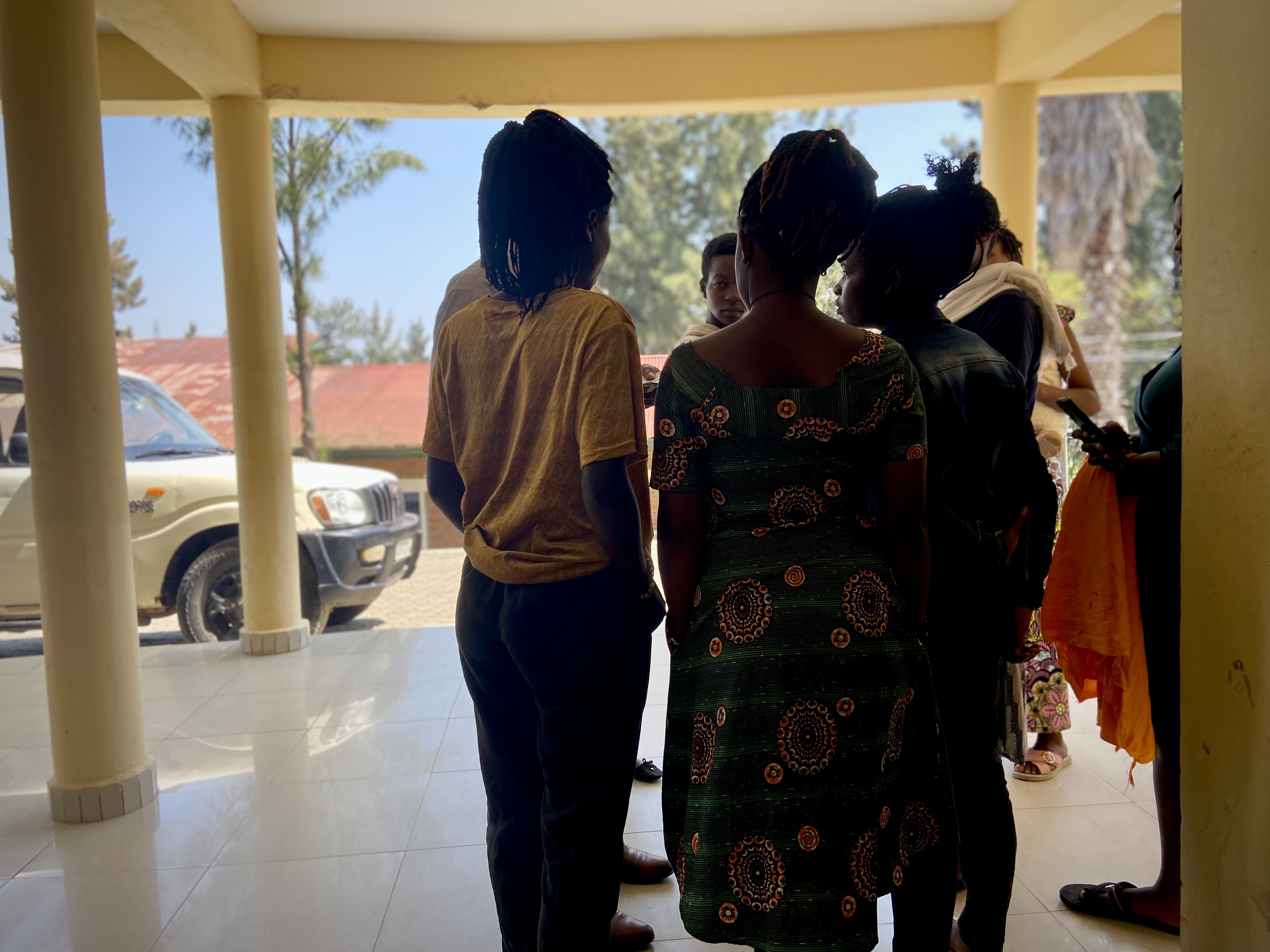 Kevina Irasubiza and Aime meet with other teen mothers at the community center in Karongi district of Rwanda. The women gather regularly, for skill trainings, but also to extend support to each other