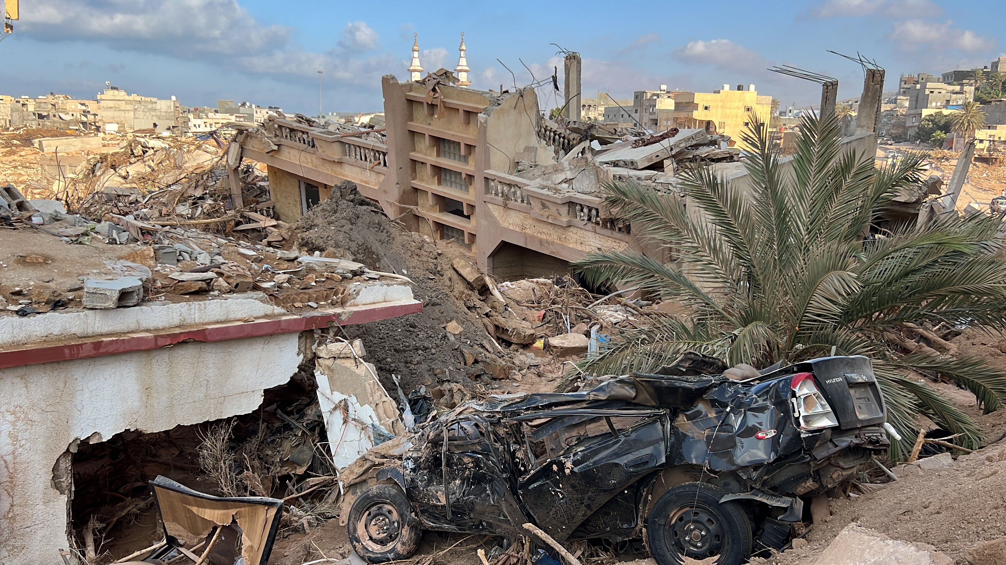 A view of a damaged neighborhood after Storm Daniel swept across eastern Libya