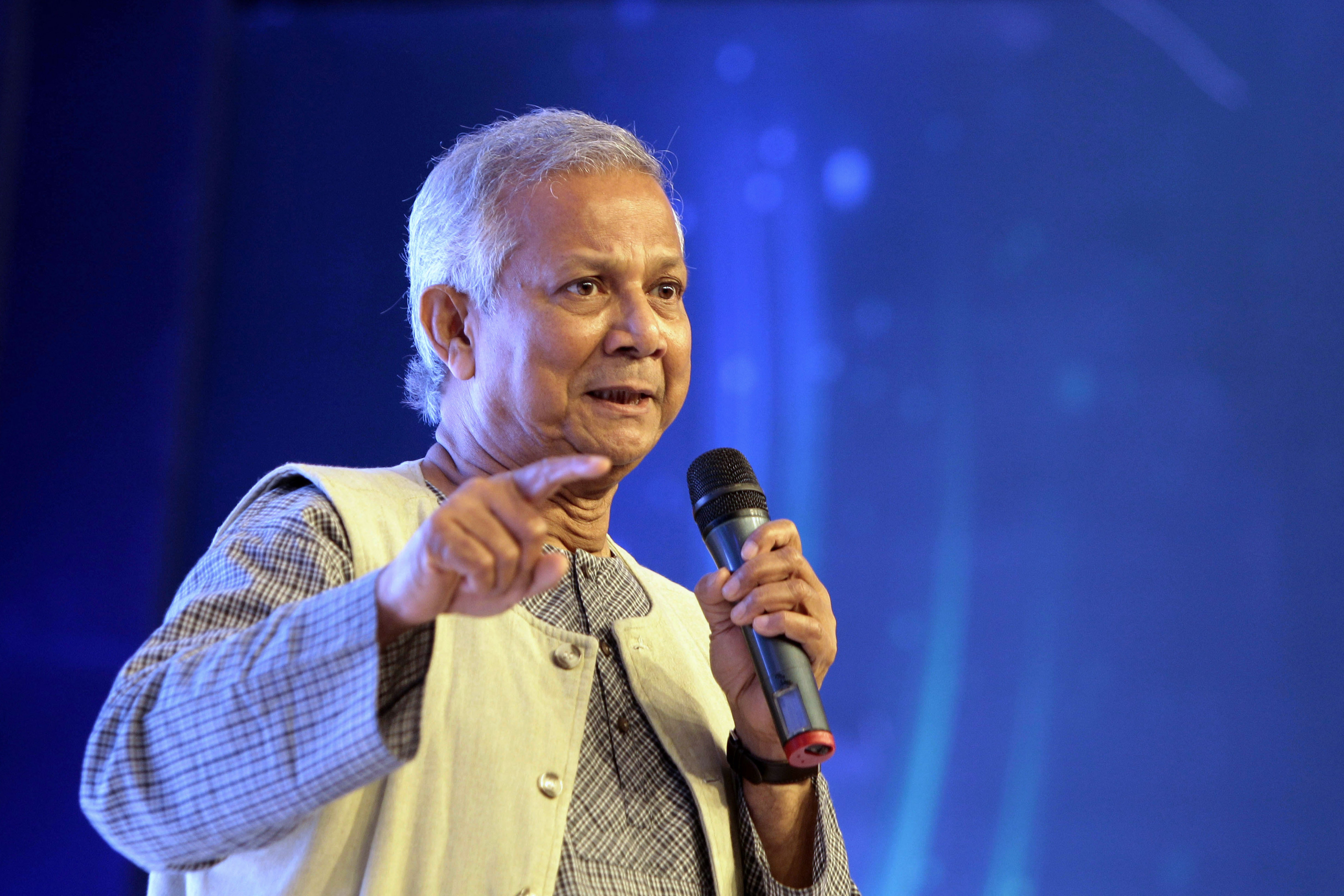 Yunus, founder of Grameen Bank, speaks on the 4th annual Social Business Day in Dhaka