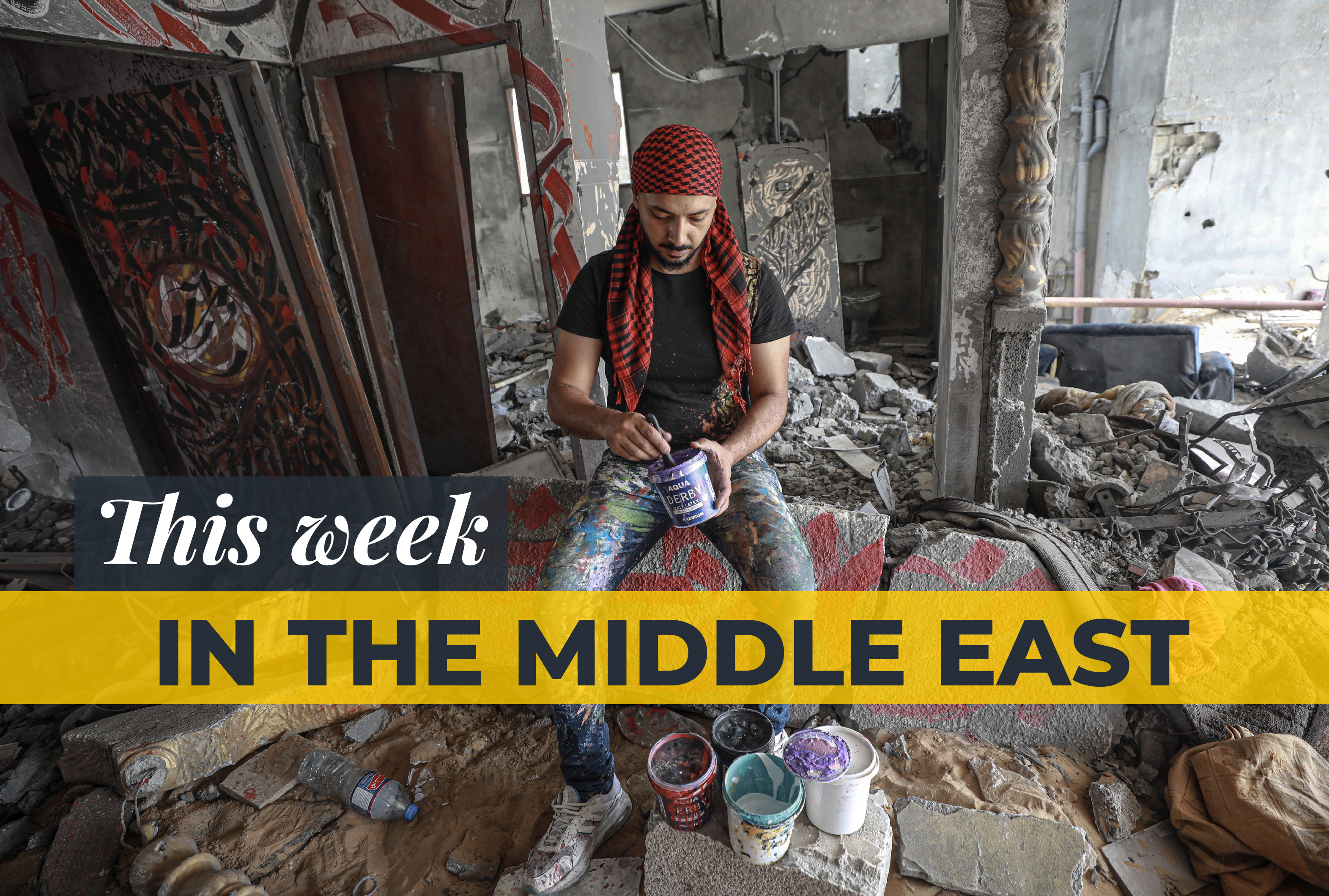 Ayman al-Hosari inside a home so badly damaged it was declared unsafe to live in