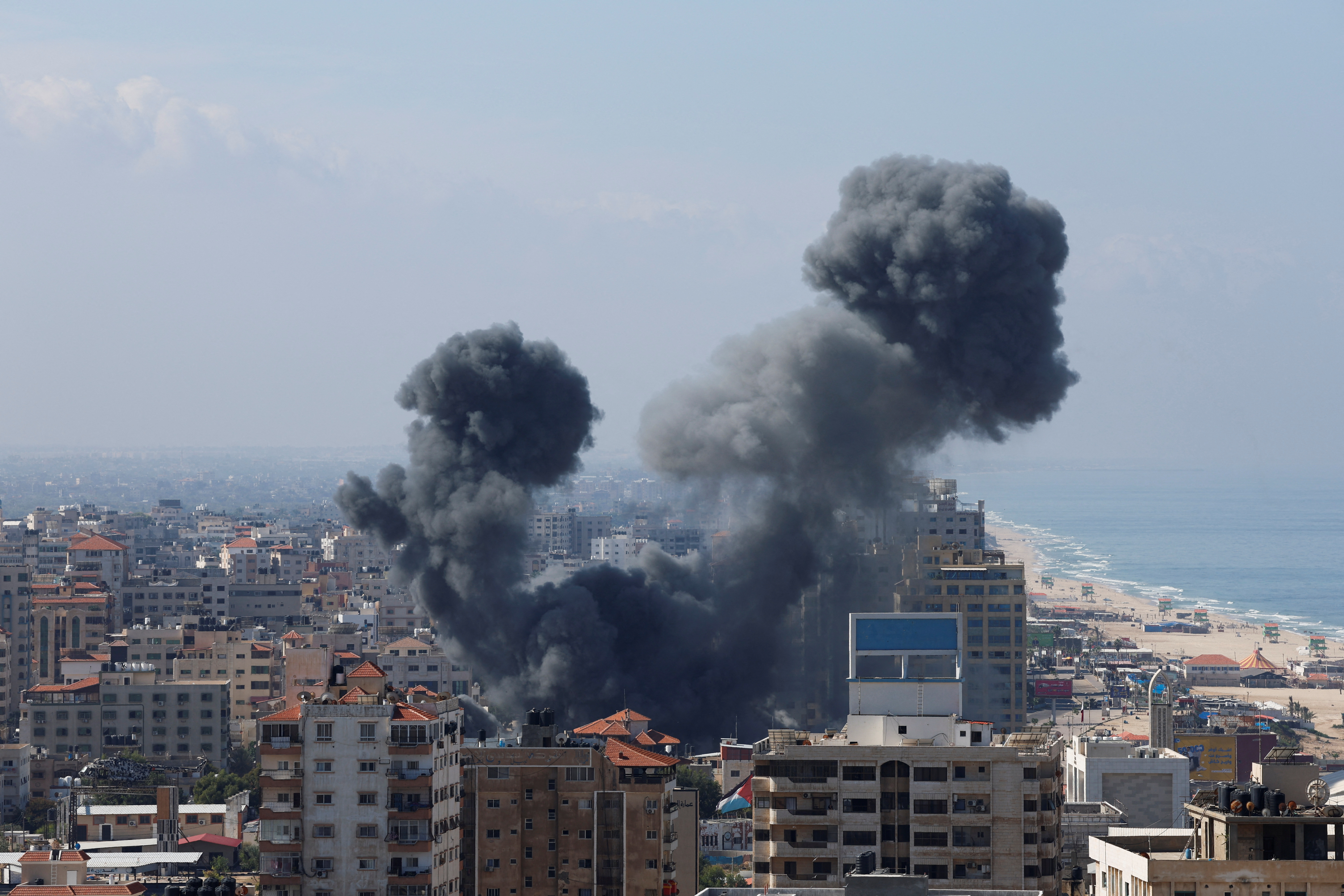 Smoke rises following Israeli strikes in Gaza