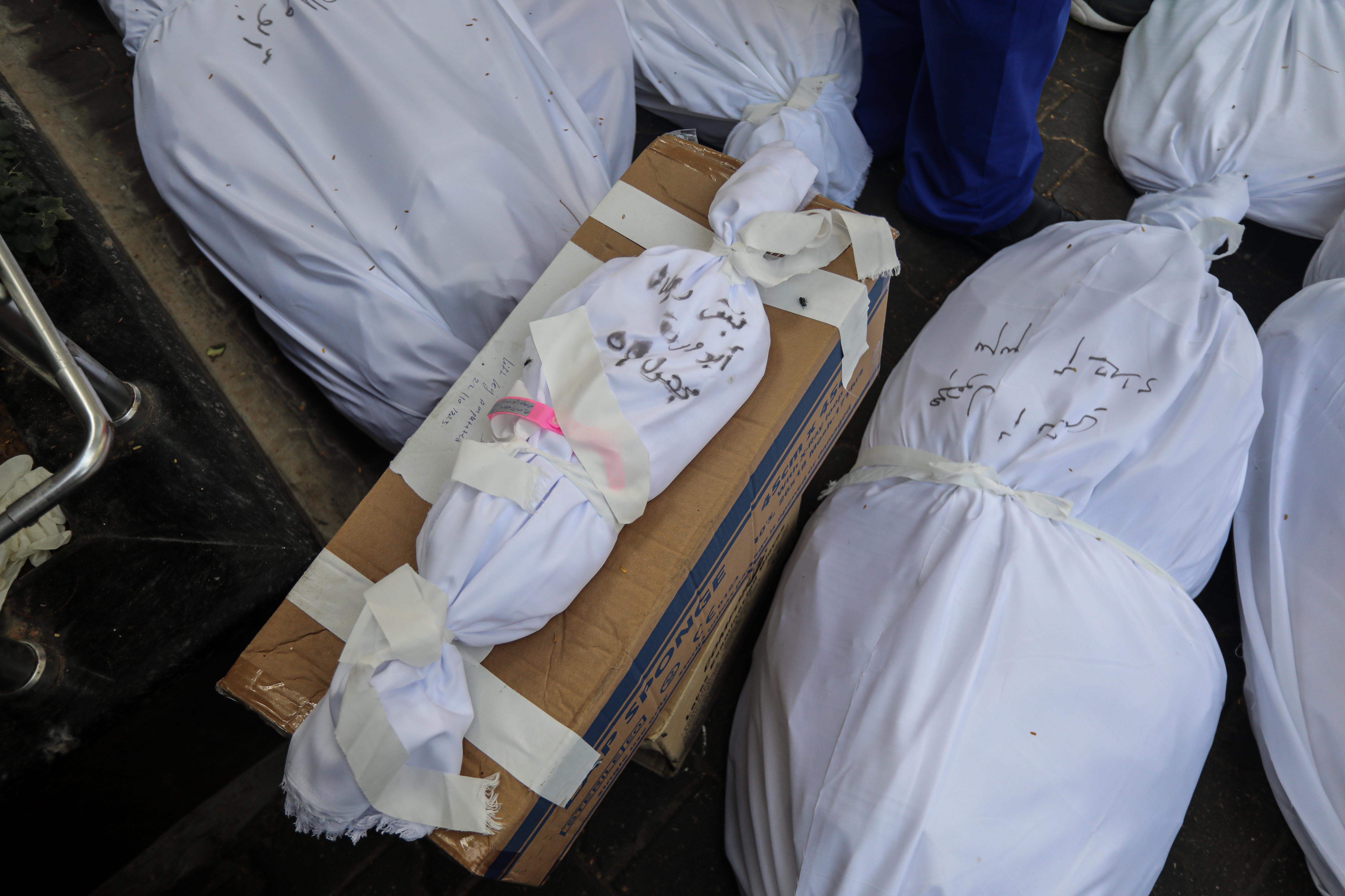 unidentified bodies in Gaza