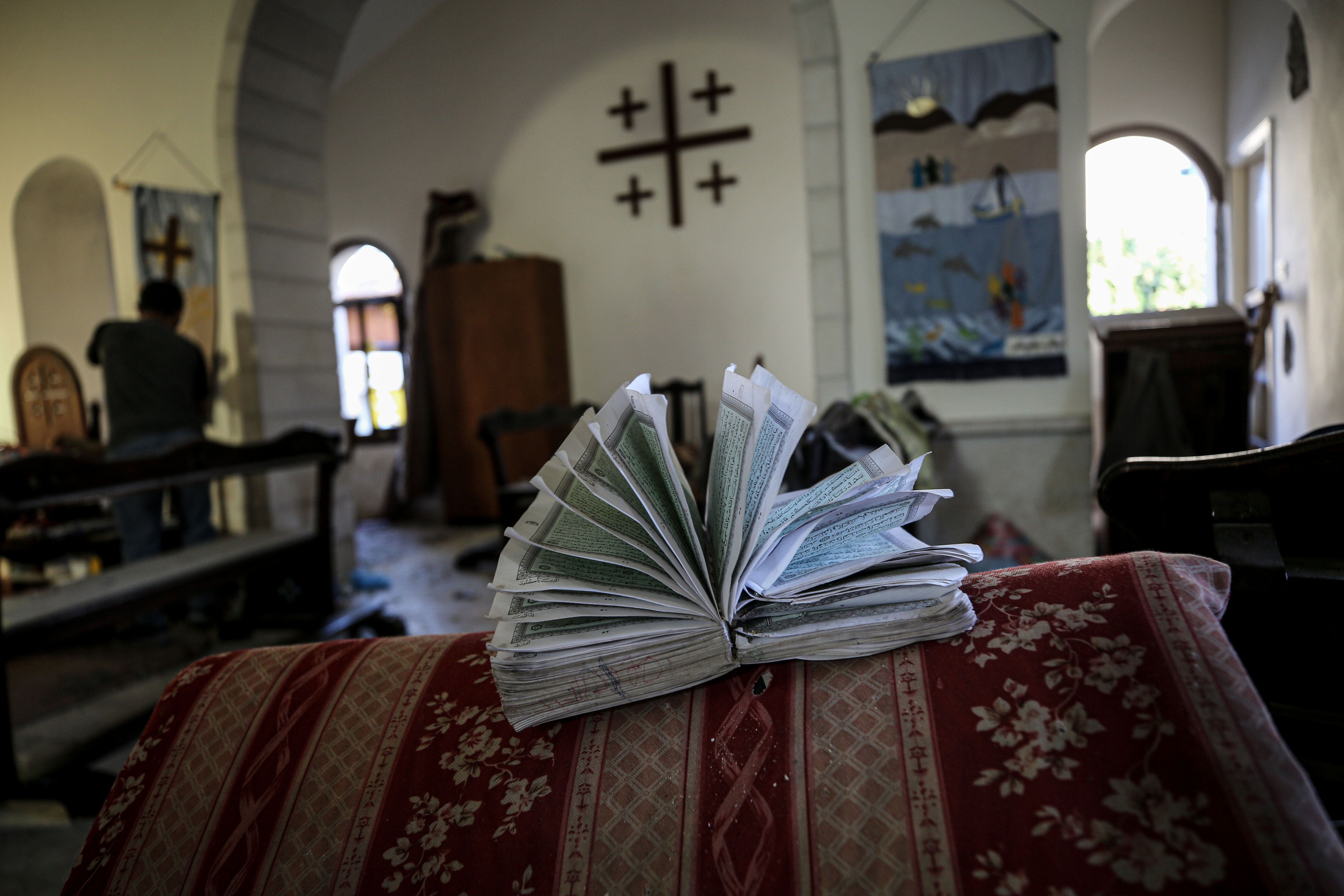 the damage at Ahli Arab Hospital in Gaza