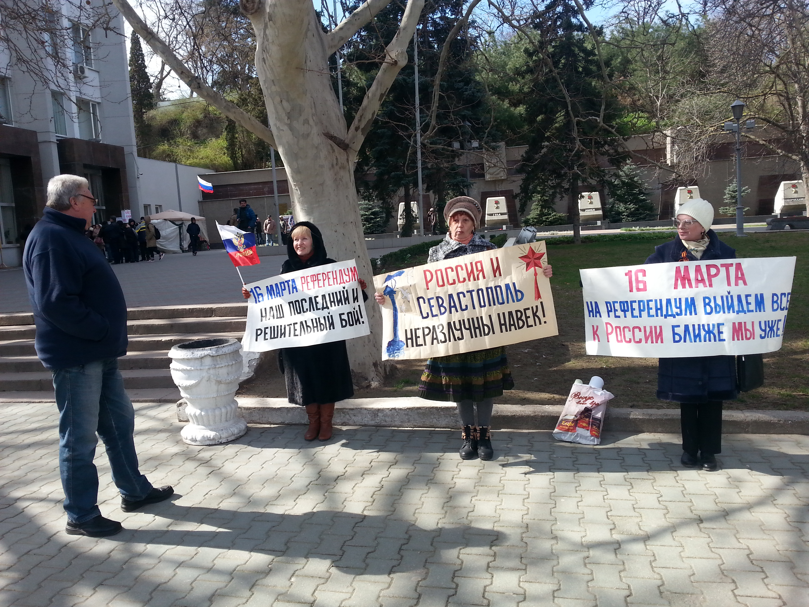 In 2014, pro-Russian demonstrators rallied in Sevastopol, Ukraine