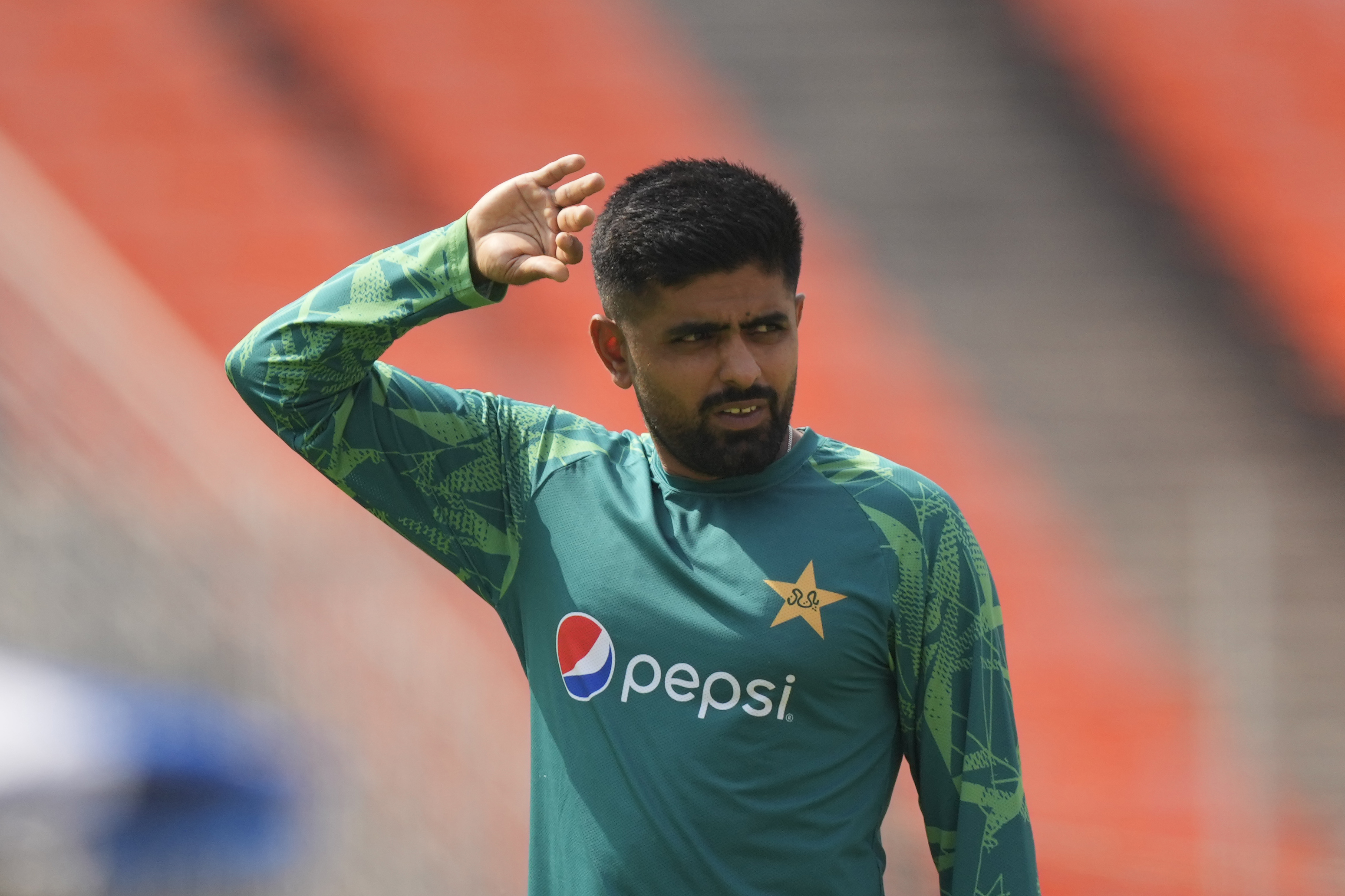 Pakistan's captain Babar Azam attends a practice session
