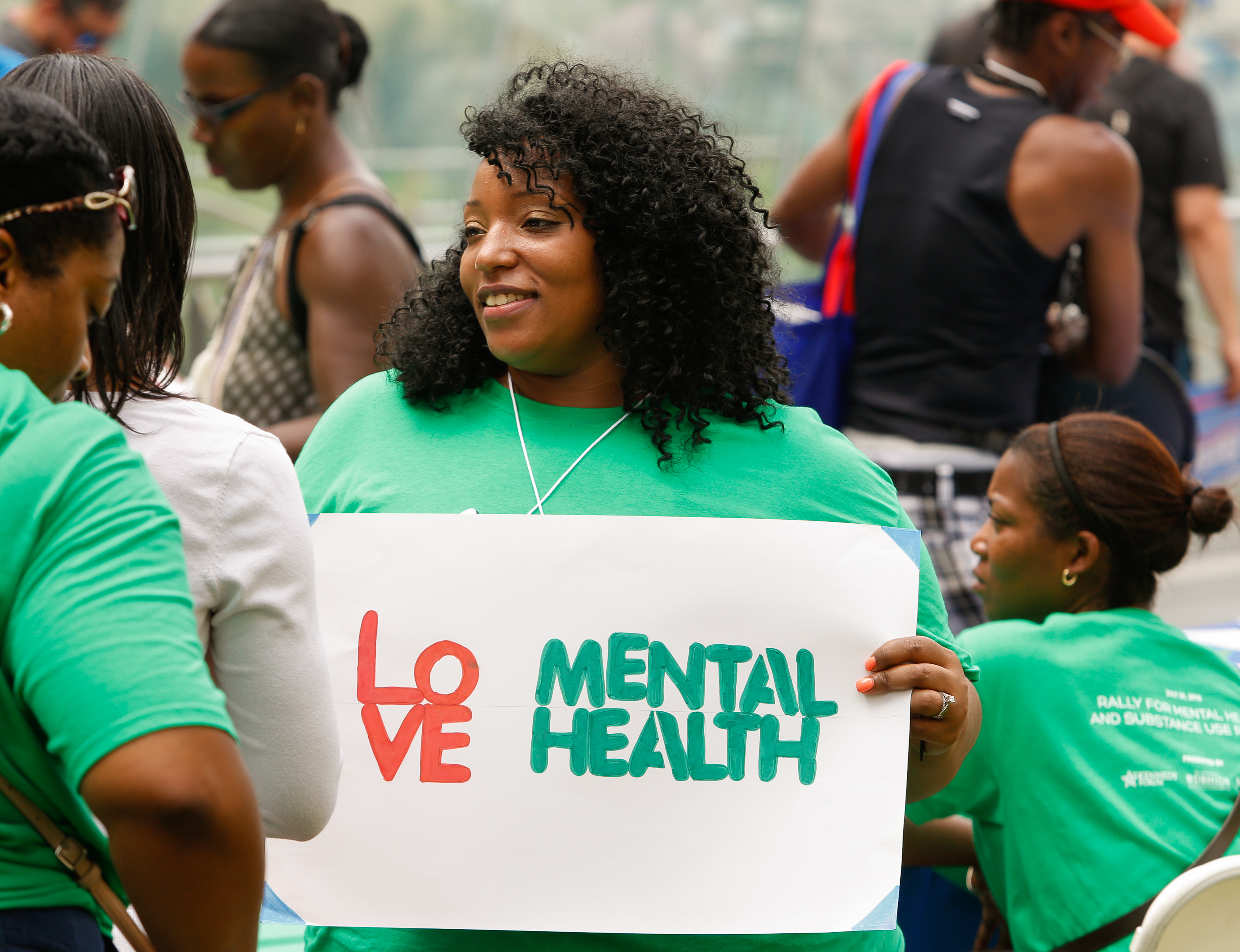 IMAGE DISTRIBUTED FOR THE KENNEDY FORUM - Supporters of mental health and substance use disorder reform gather during the DNC in Dilworth Park, Philadelphia, Tuesday, July 26, 2016. (Mark Stehle/AP Images for The Kennedy Forum)