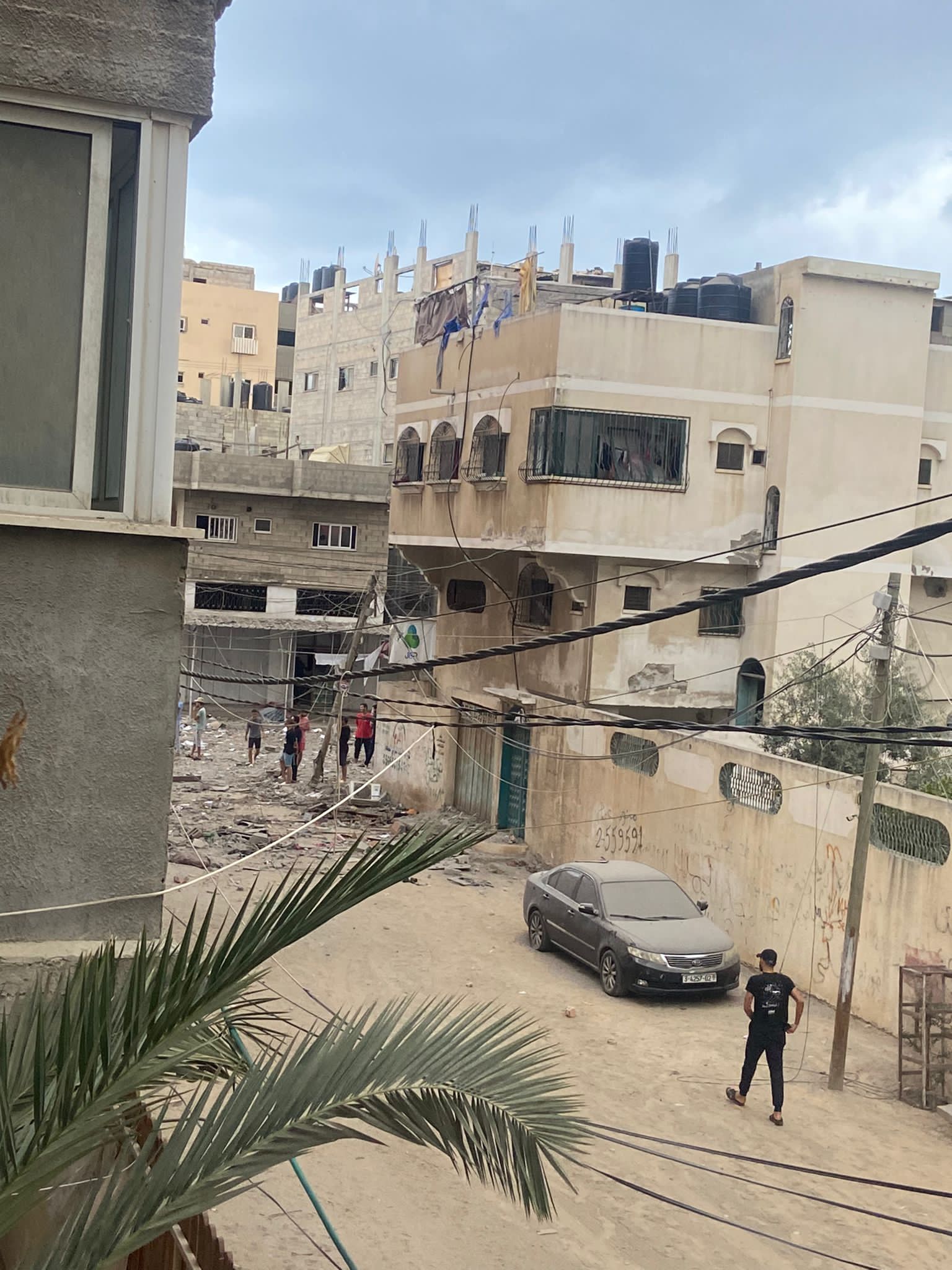 View from the window of street with rubble