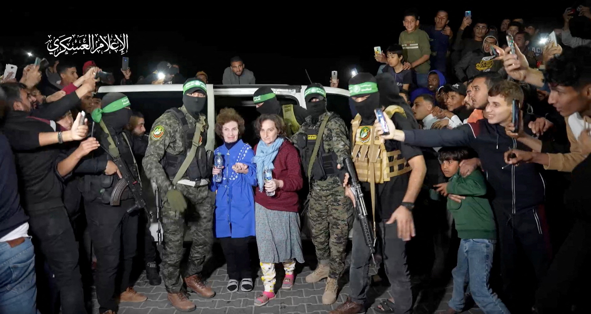 Hostages who were abducted by Hamas gunmen during the October 7 attack on Israel