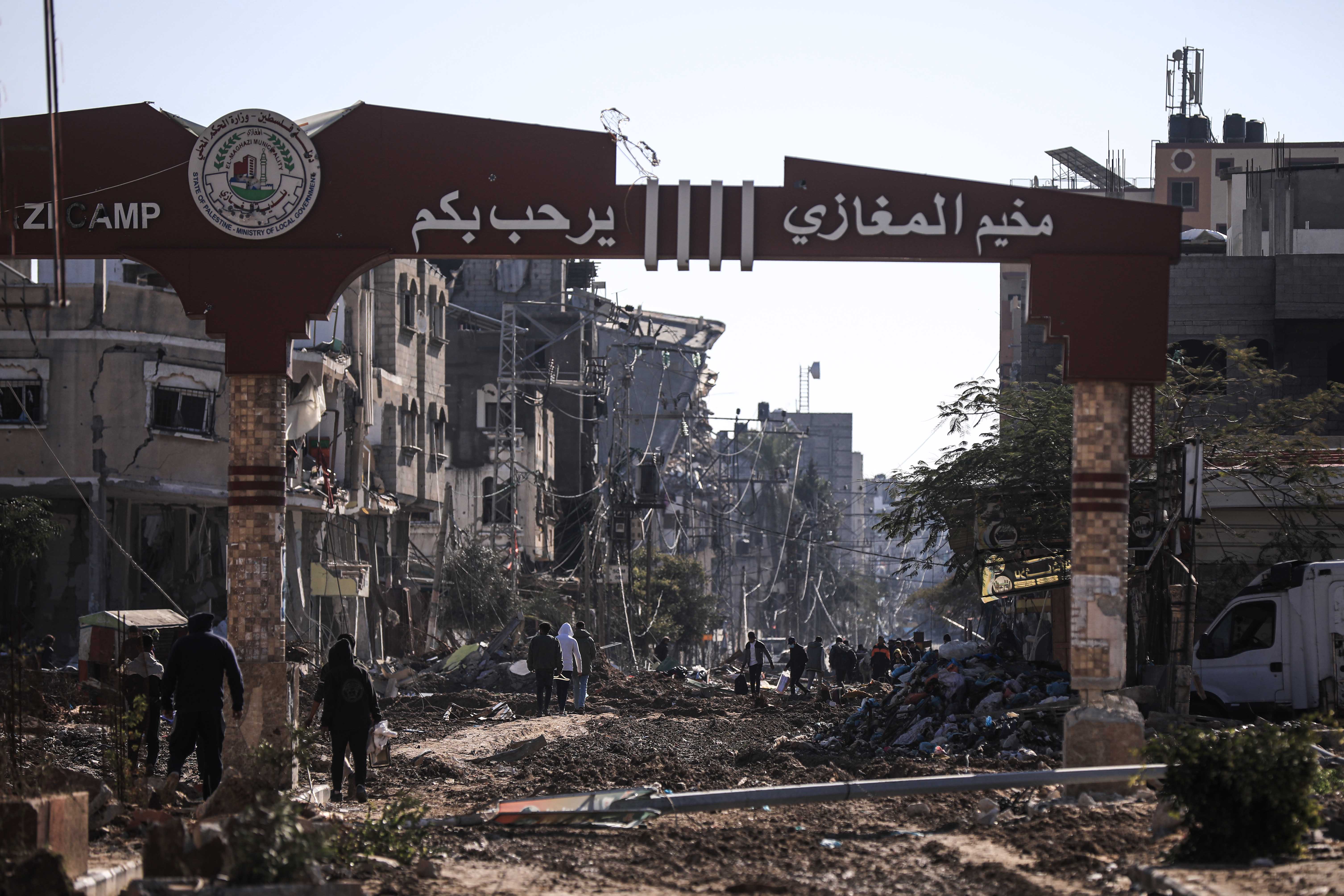 Al-Maghazi refugee camp after Israeli forces withdrew from the area in Deir Al Balah, Gaza