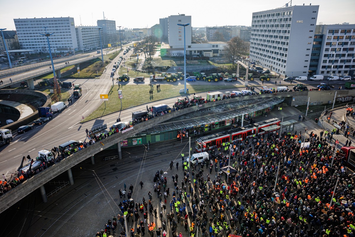 Protesters take part in a demonstration against the federal government's austerity plans in Halle an der Saale, eastern Germany,